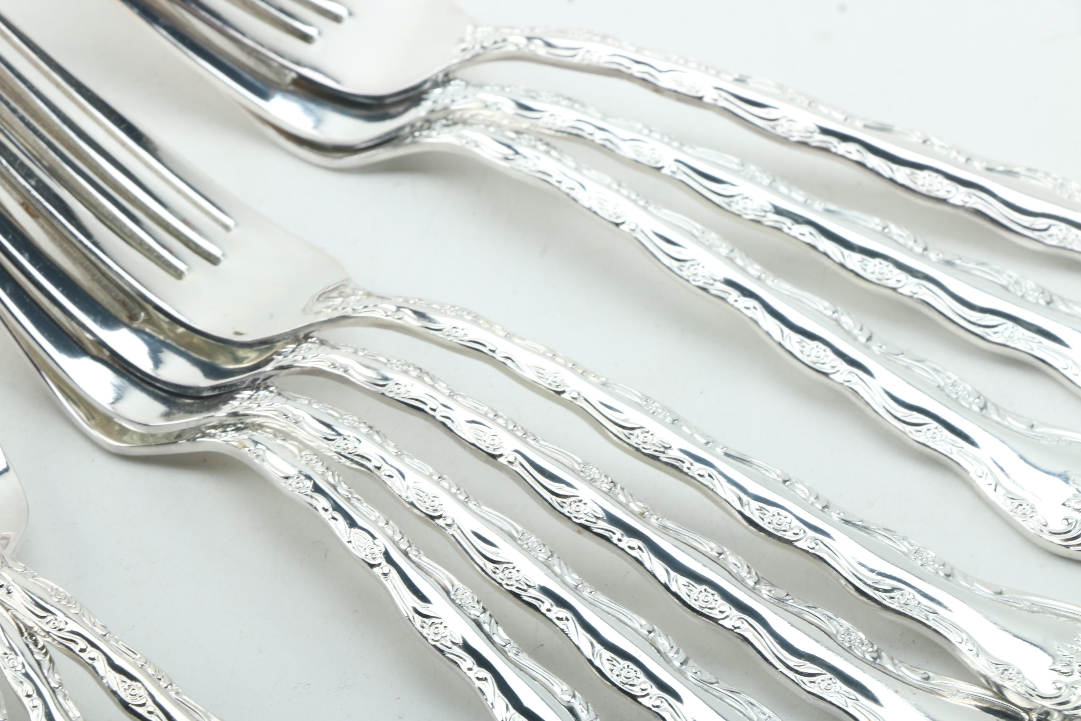 International Silver Co. Floral Pattern Silver Plate Flatware Set