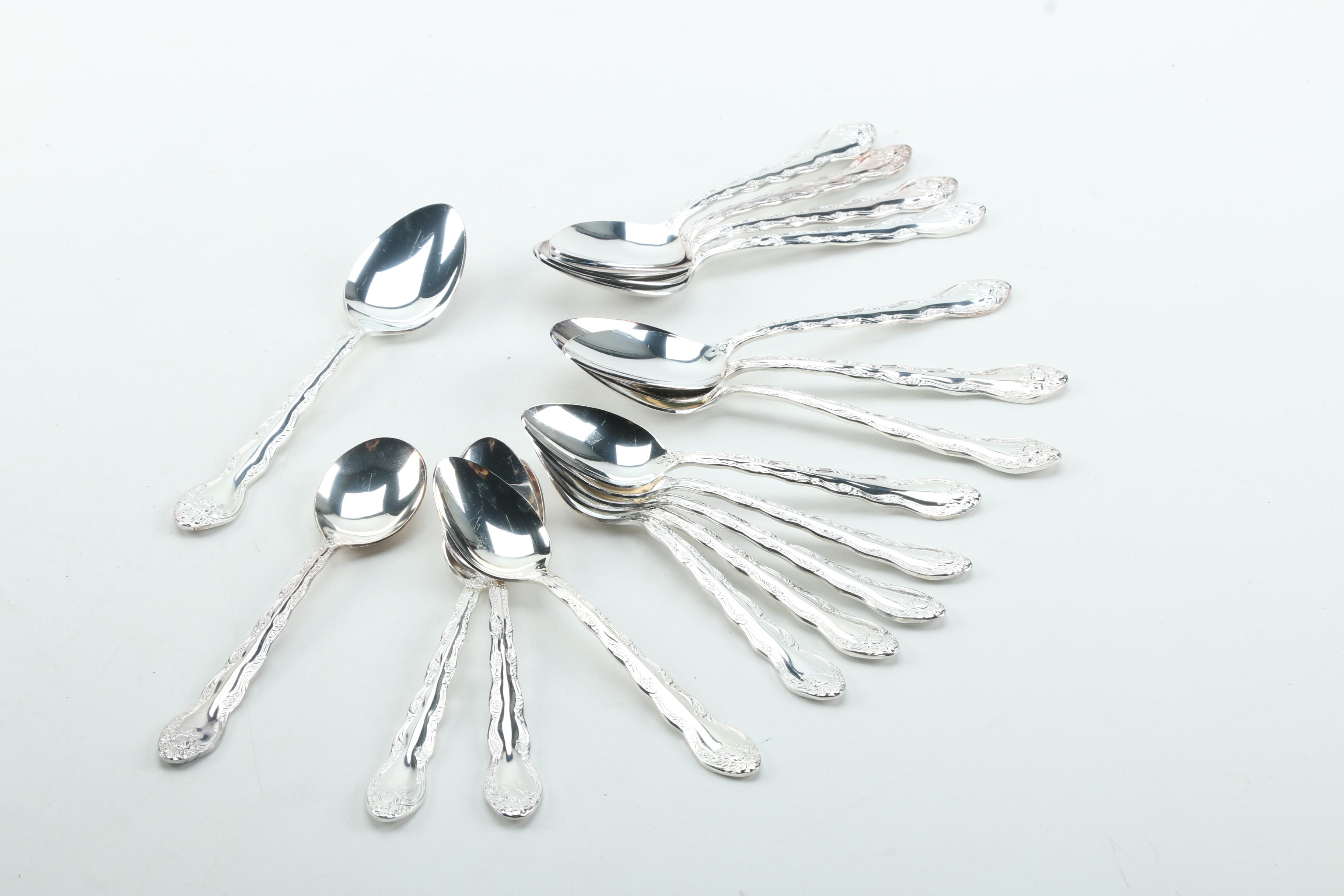 International Silver Co. Floral Pattern Silver Plate Flatware Set