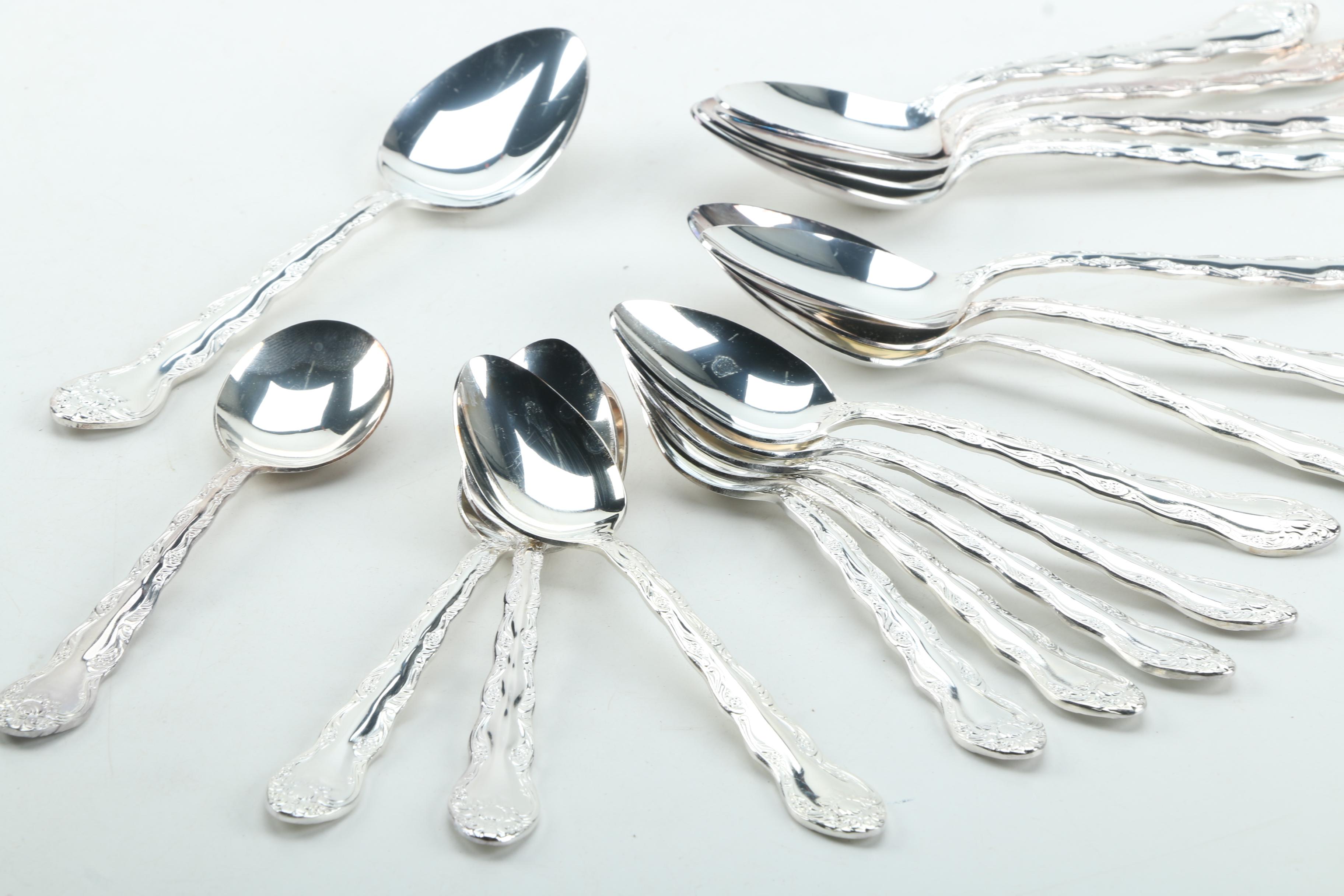 International Silver Co. Floral Pattern Silver Plate Flatware Set