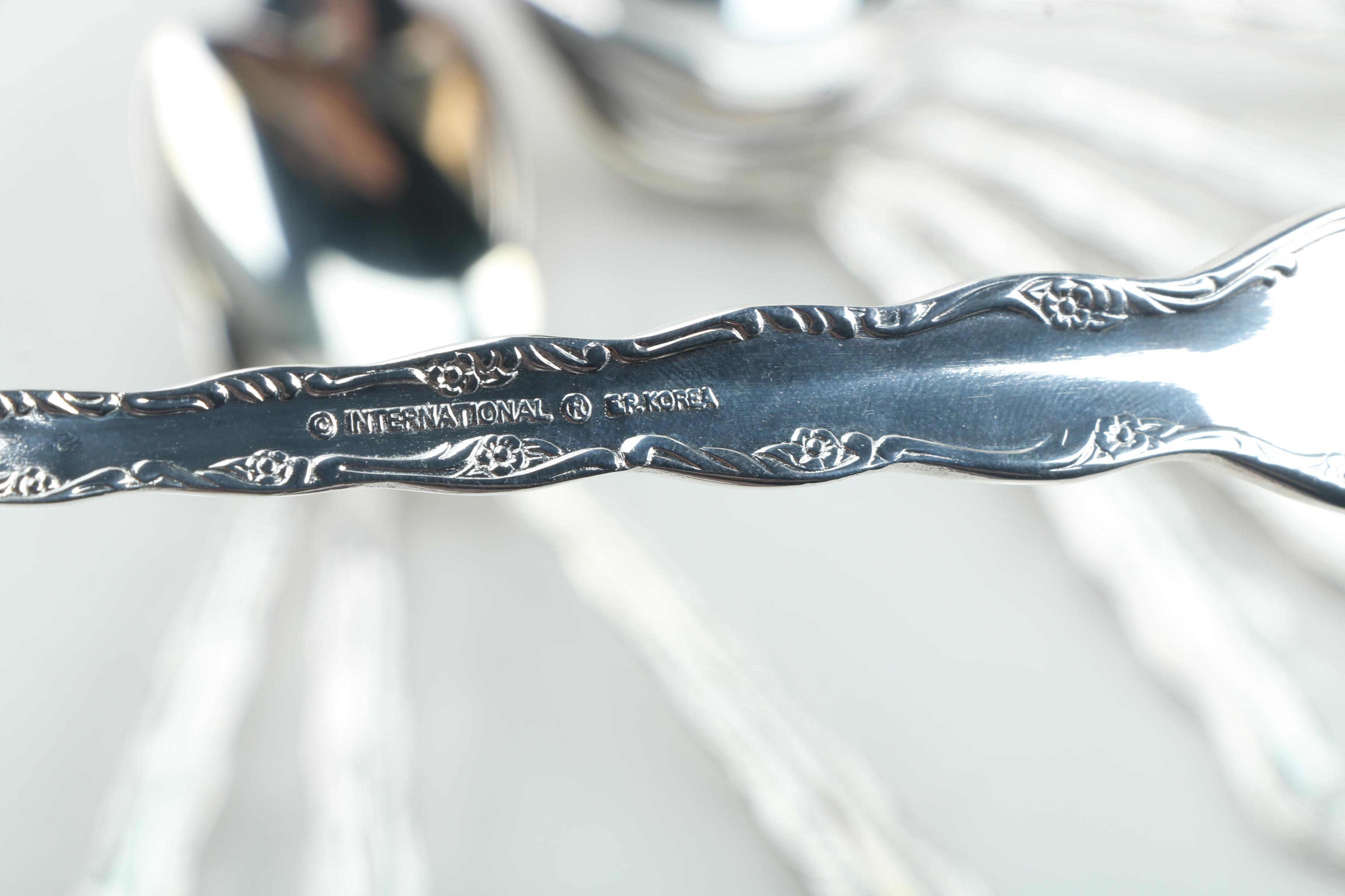 International Silver Co. Floral Pattern Silver Plate Flatware Set