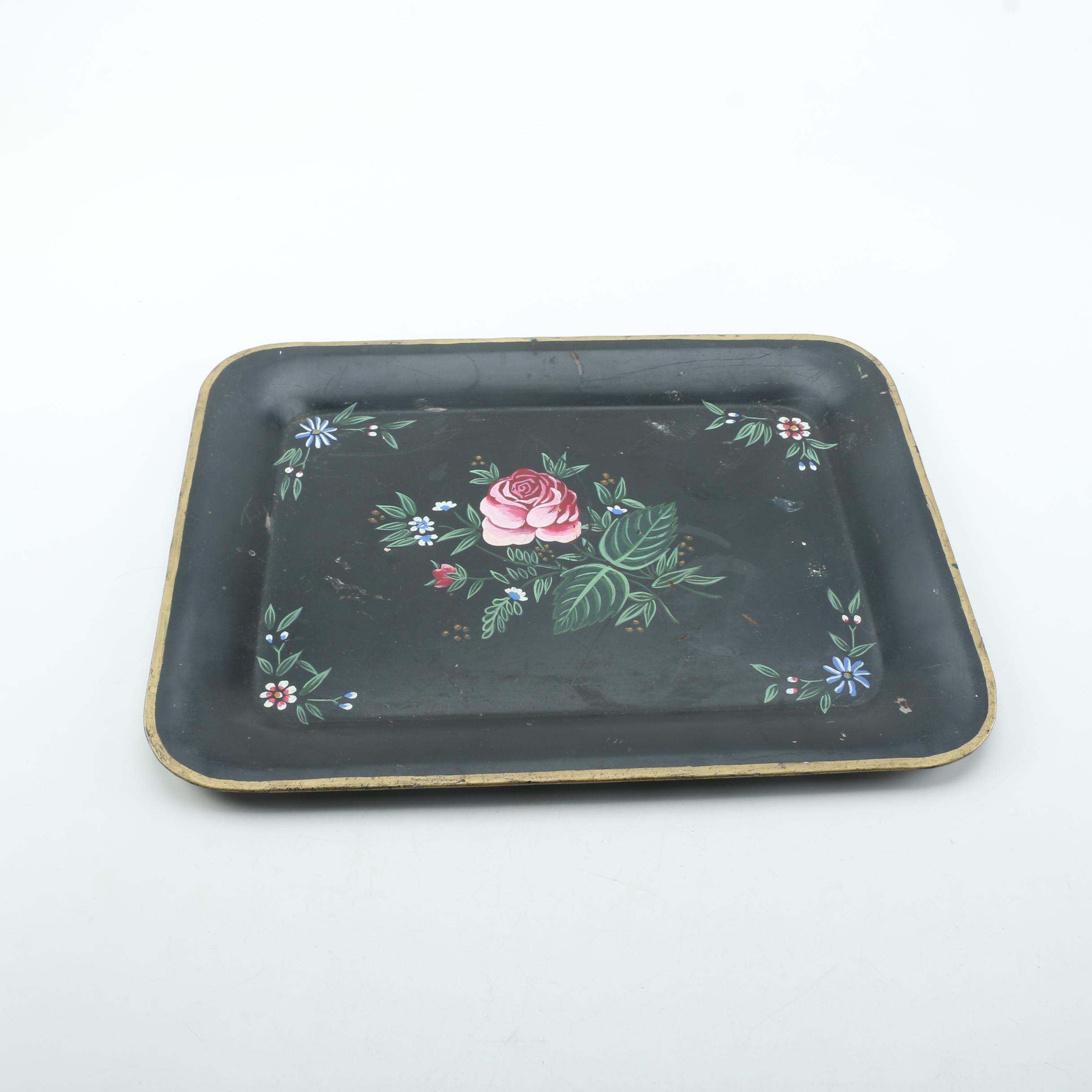 Vintage Hand Painted Metal Tray