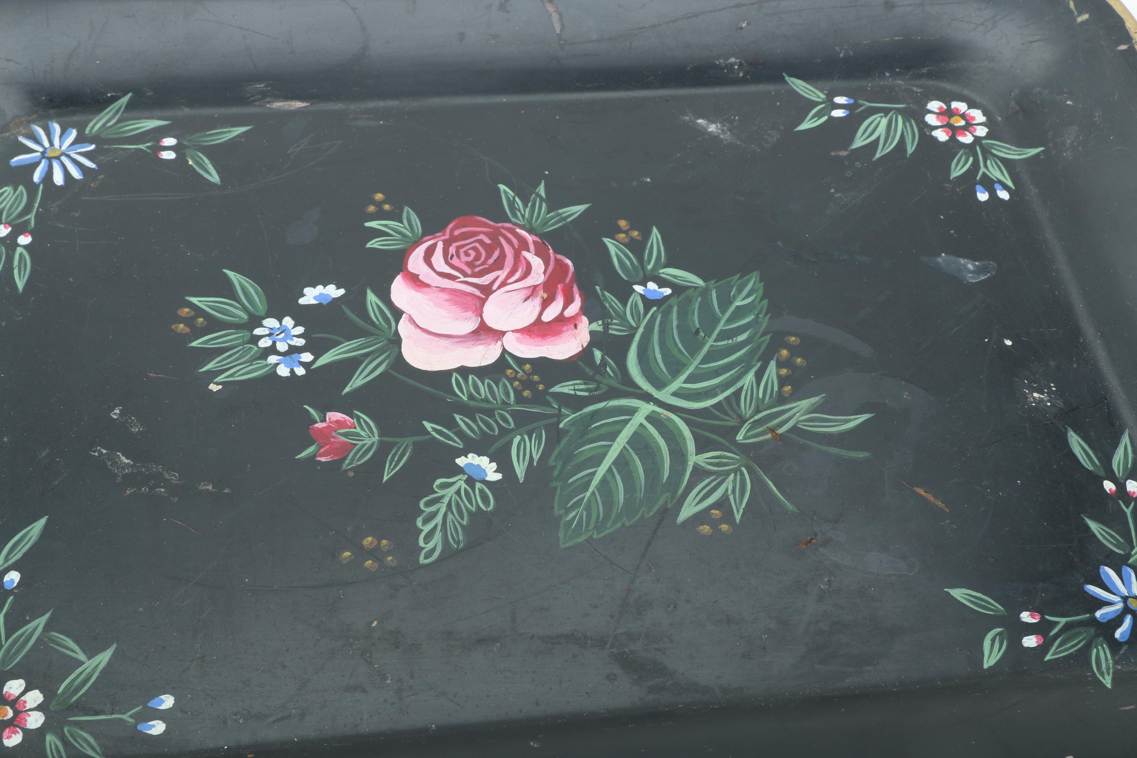 Vintage Hand Painted Metal Tray