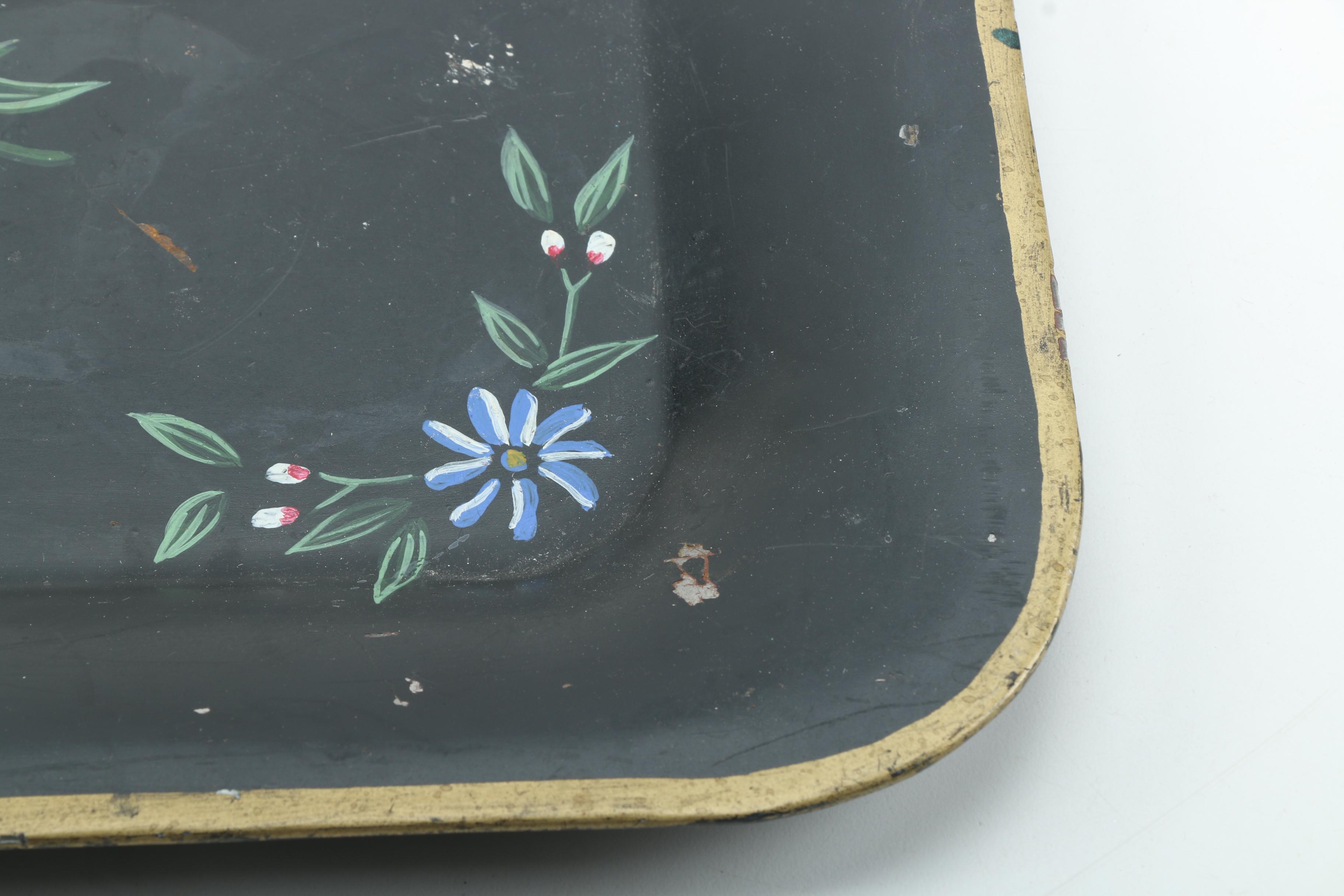 Vintage Hand Painted Metal Tray