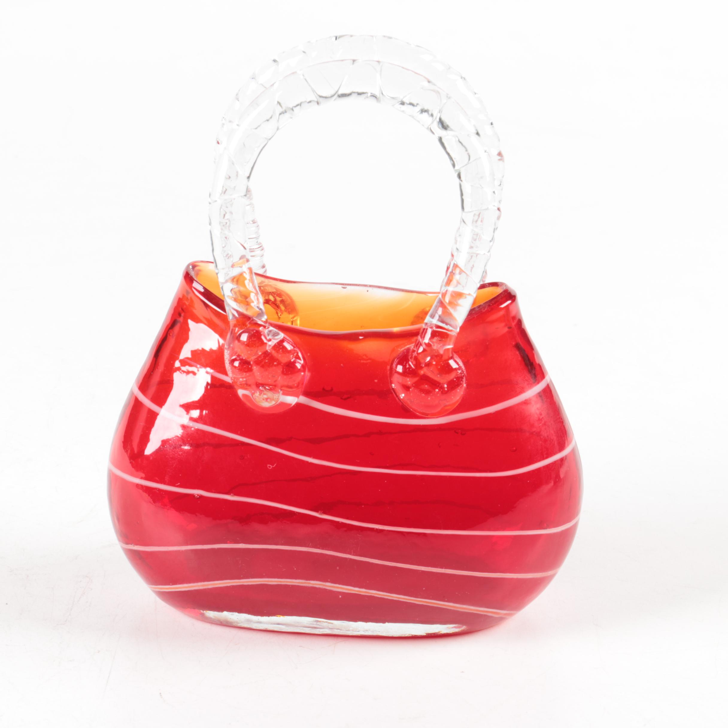 Red Glass Purse Vases
