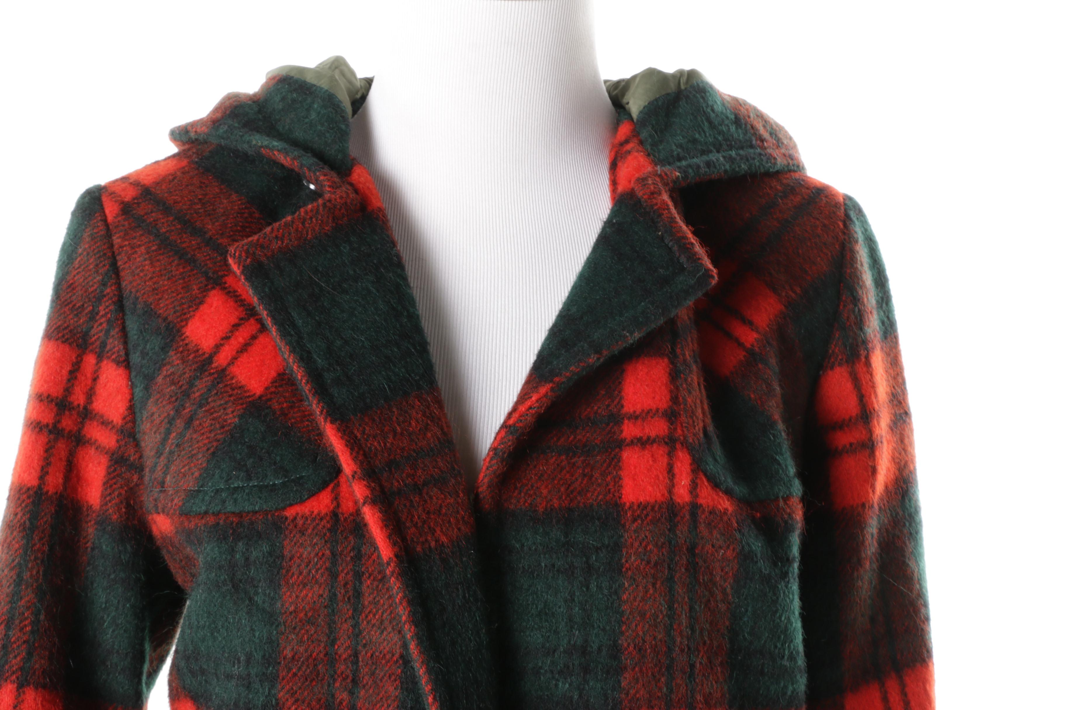 Women's Bobbie Brooks by Renown Red and Green Plaid Coat