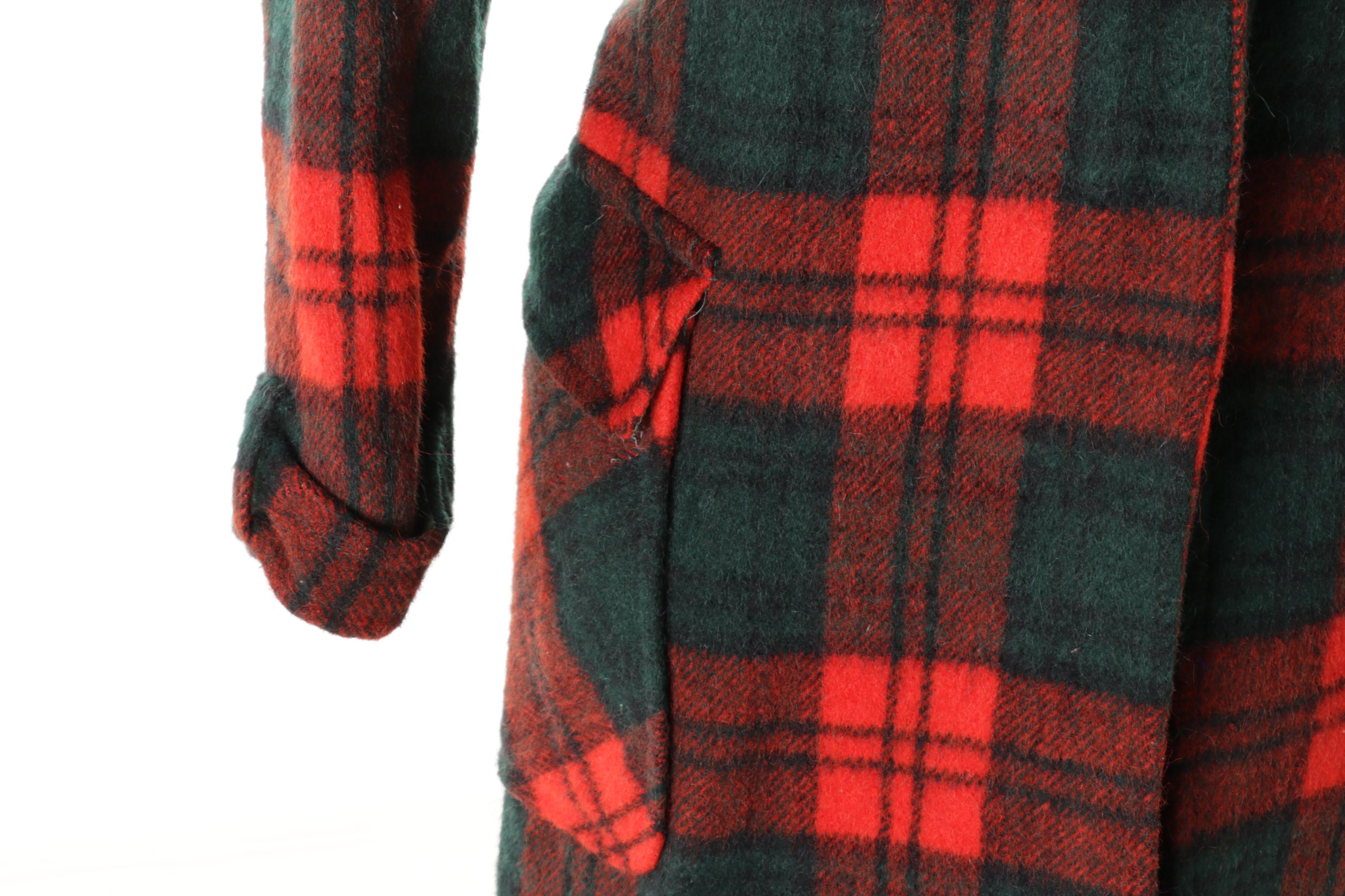 Women's Bobbie Brooks by Renown Red and Green Plaid Coat