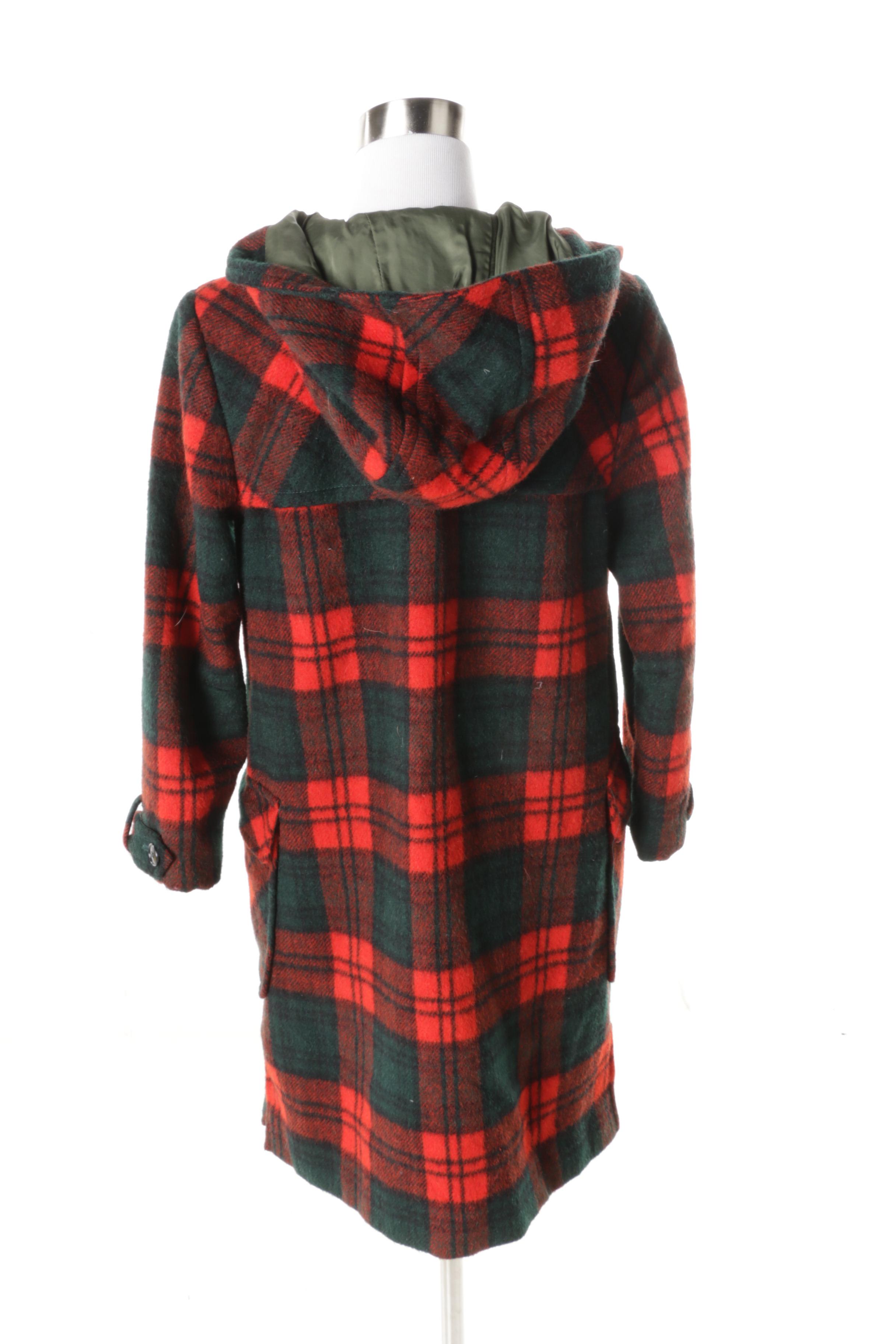 Women's Bobbie Brooks by Renown Red and Green Plaid Coat