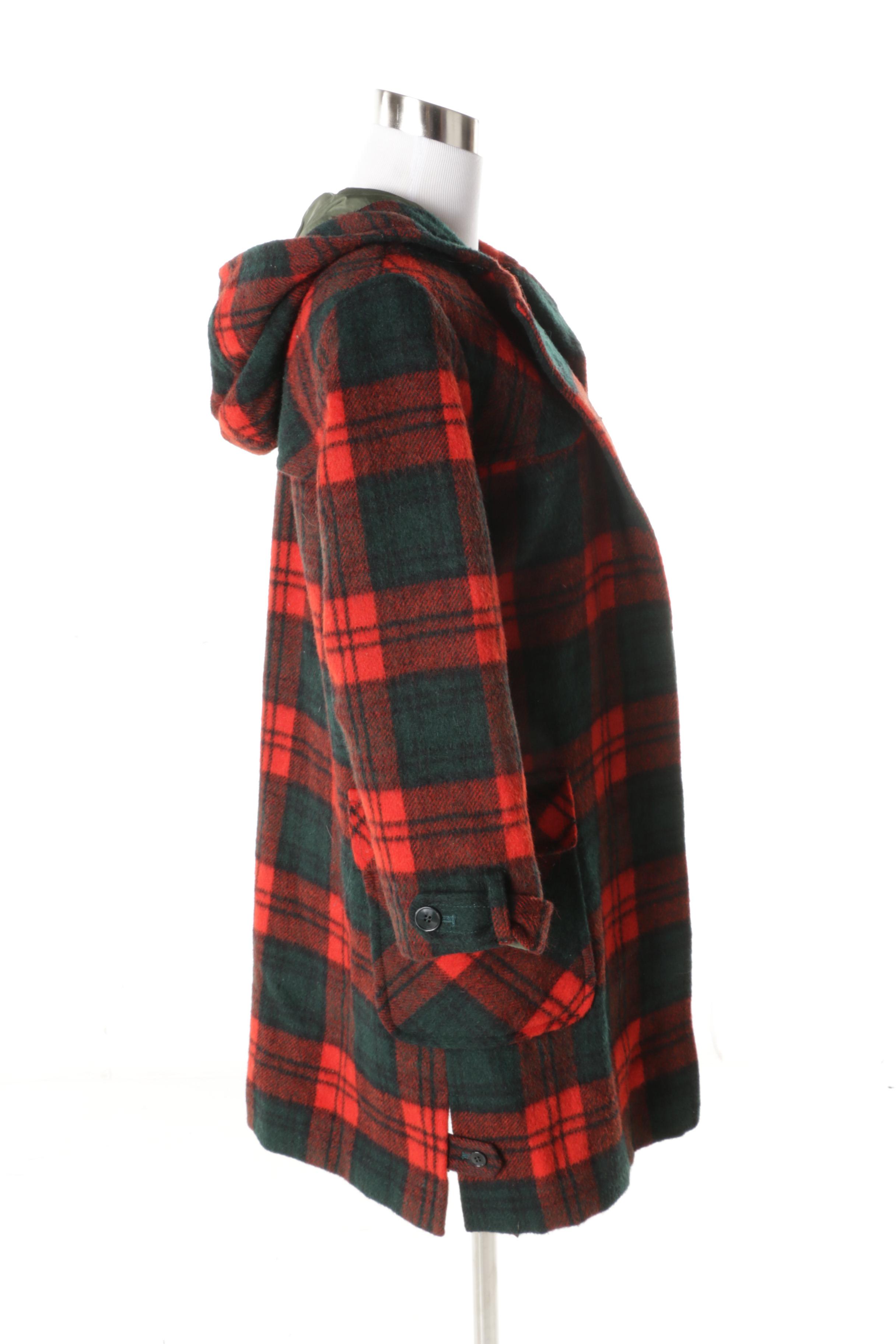 Women's Bobbie Brooks by Renown Red and Green Plaid Coat