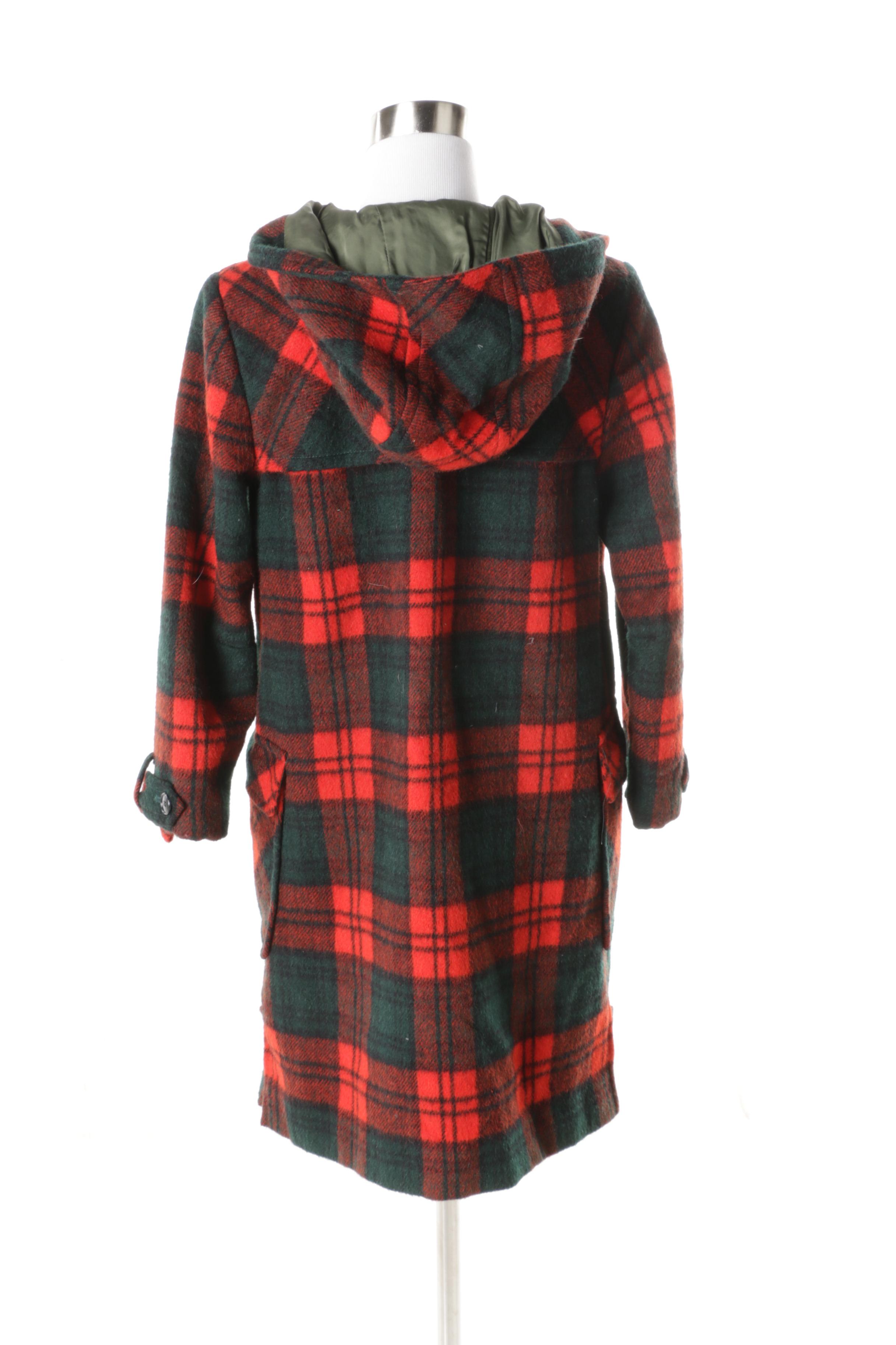 Women's Bobbie Brooks by Renown Red and Green Plaid Coat