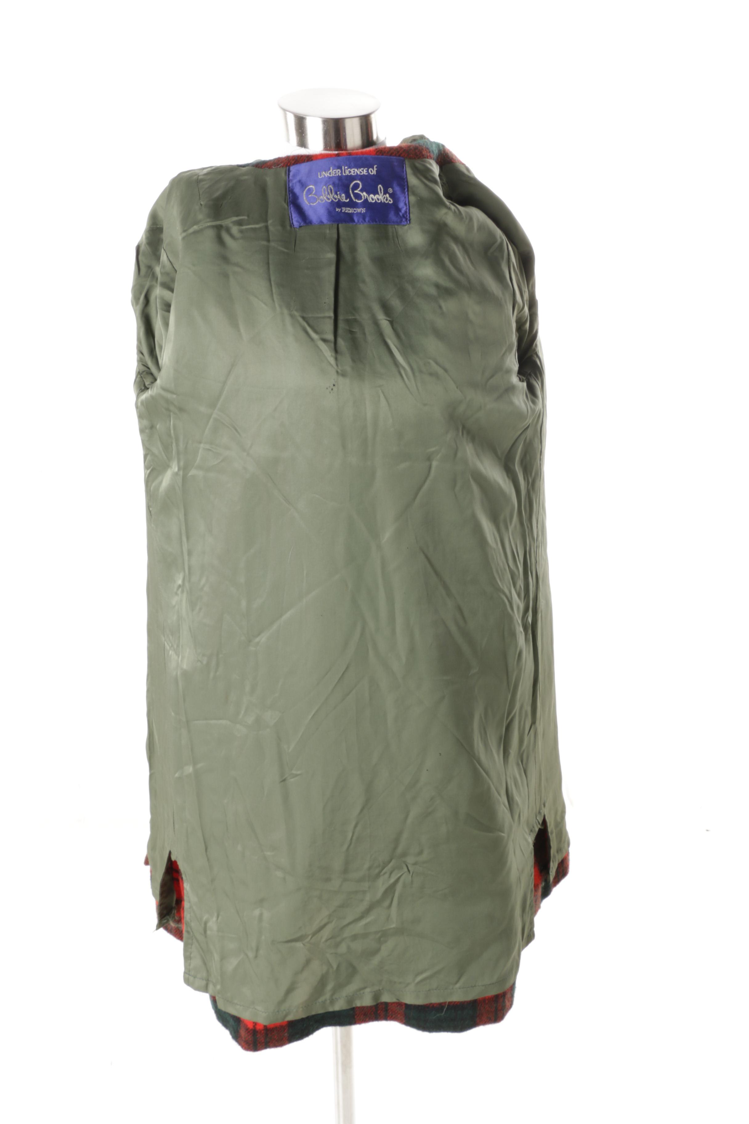 Women's Bobbie Brooks by Renown Red and Green Plaid Coat