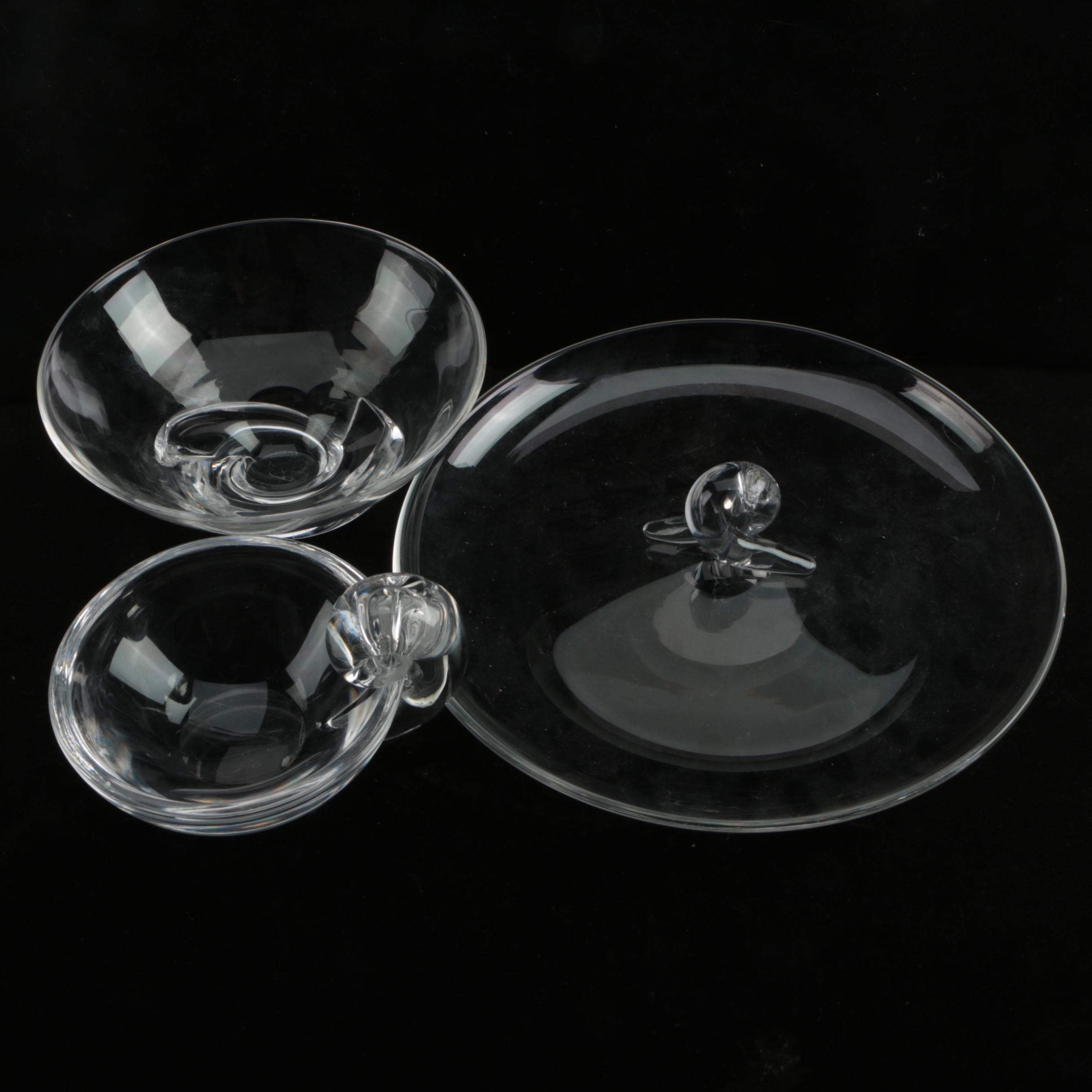 Steuben Crystal Canape Plate and Bowls