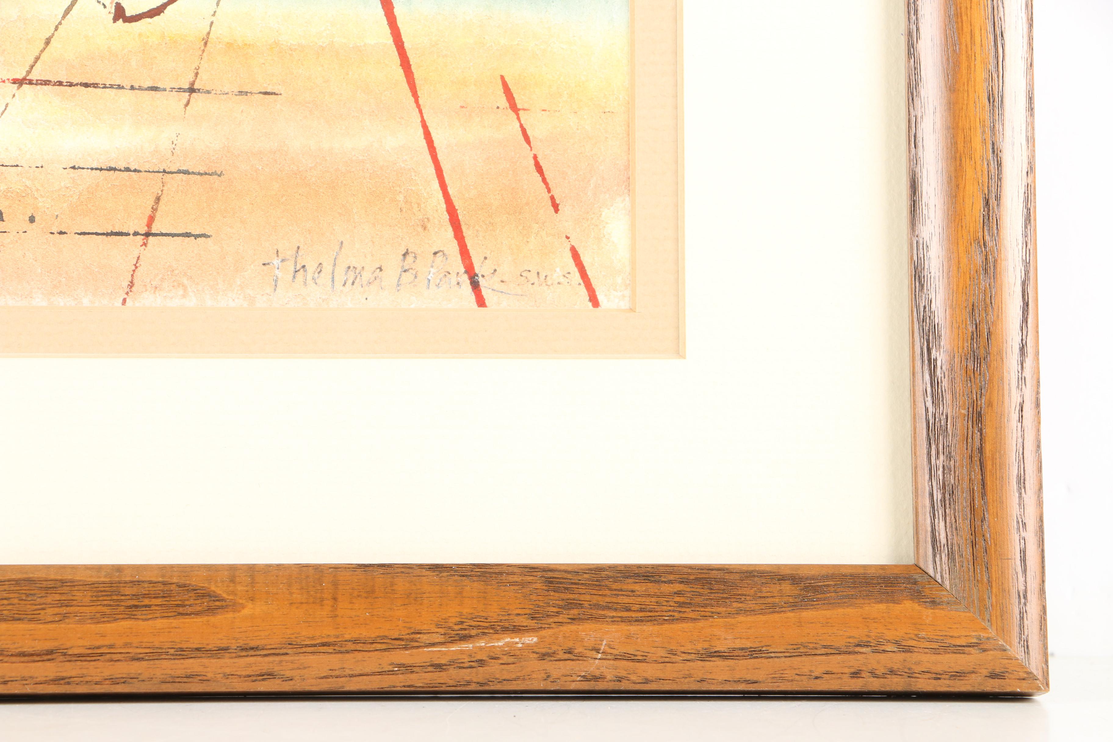 Thelma B. Park Watercolor Painting on Paper of a Street Scene