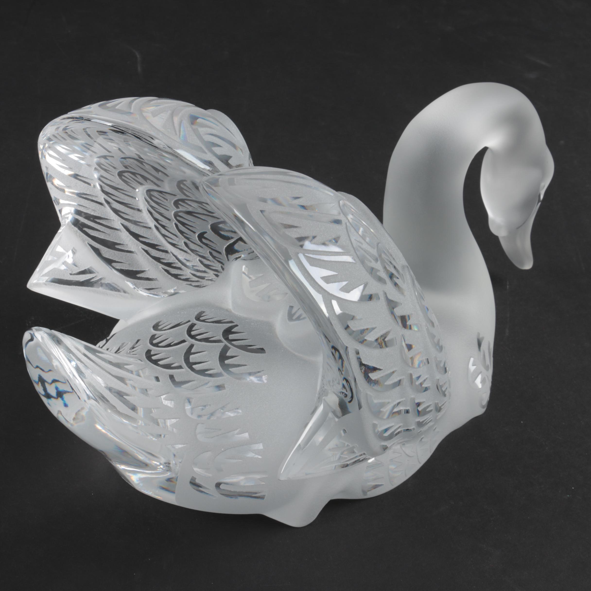 "Miroir Cygne" Lalique Crystal "Swan Head Down"