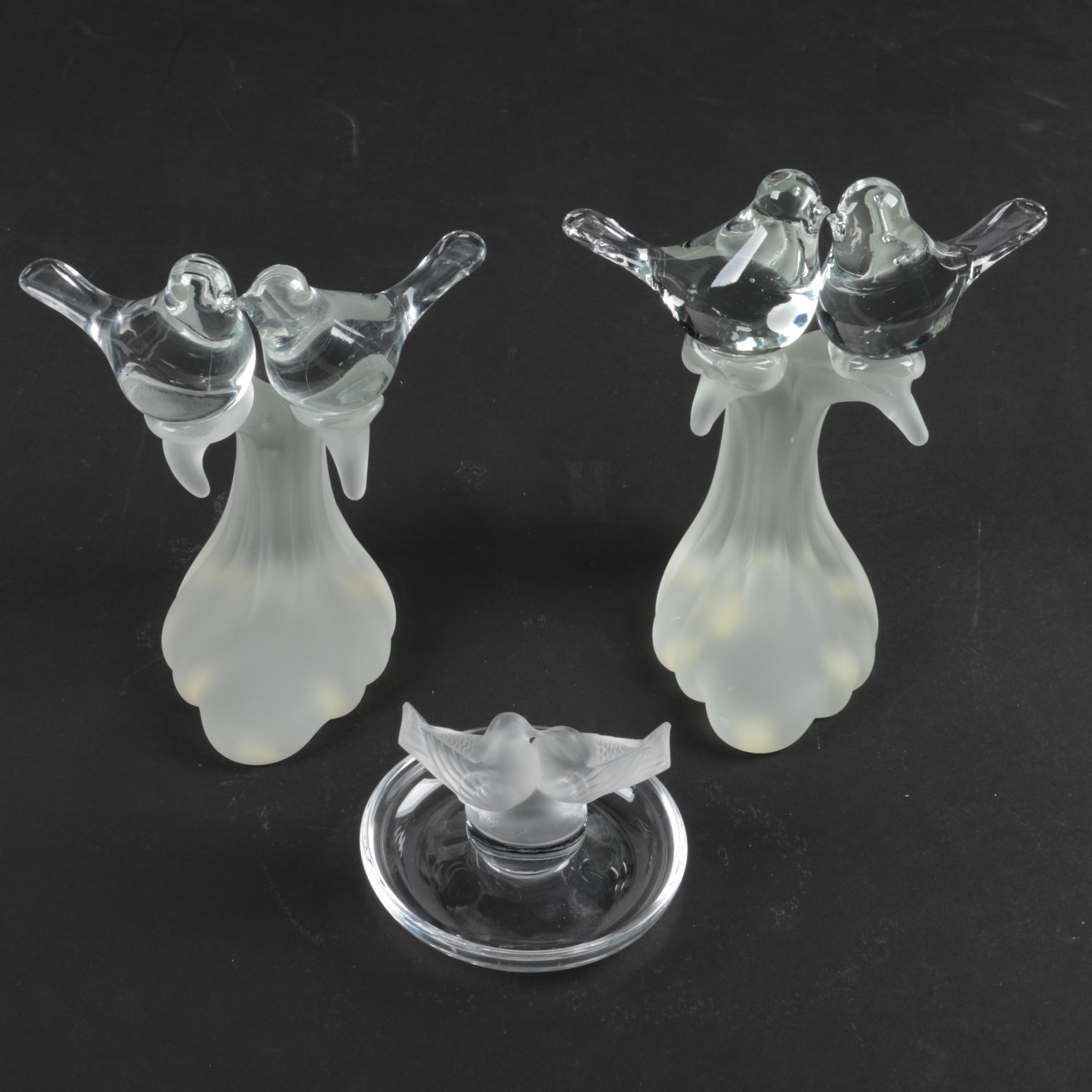 Lalique and Aldon Crystal Bird Figurines