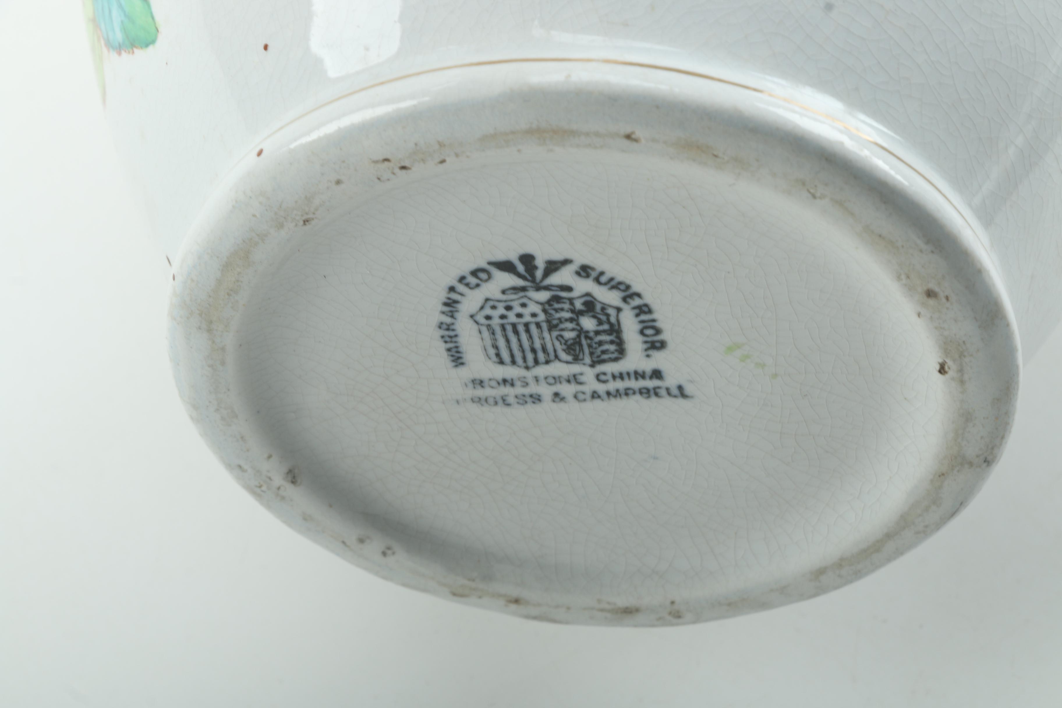 Antique Burgess & Campbell Rose and Thistle Ironstone Pitcher