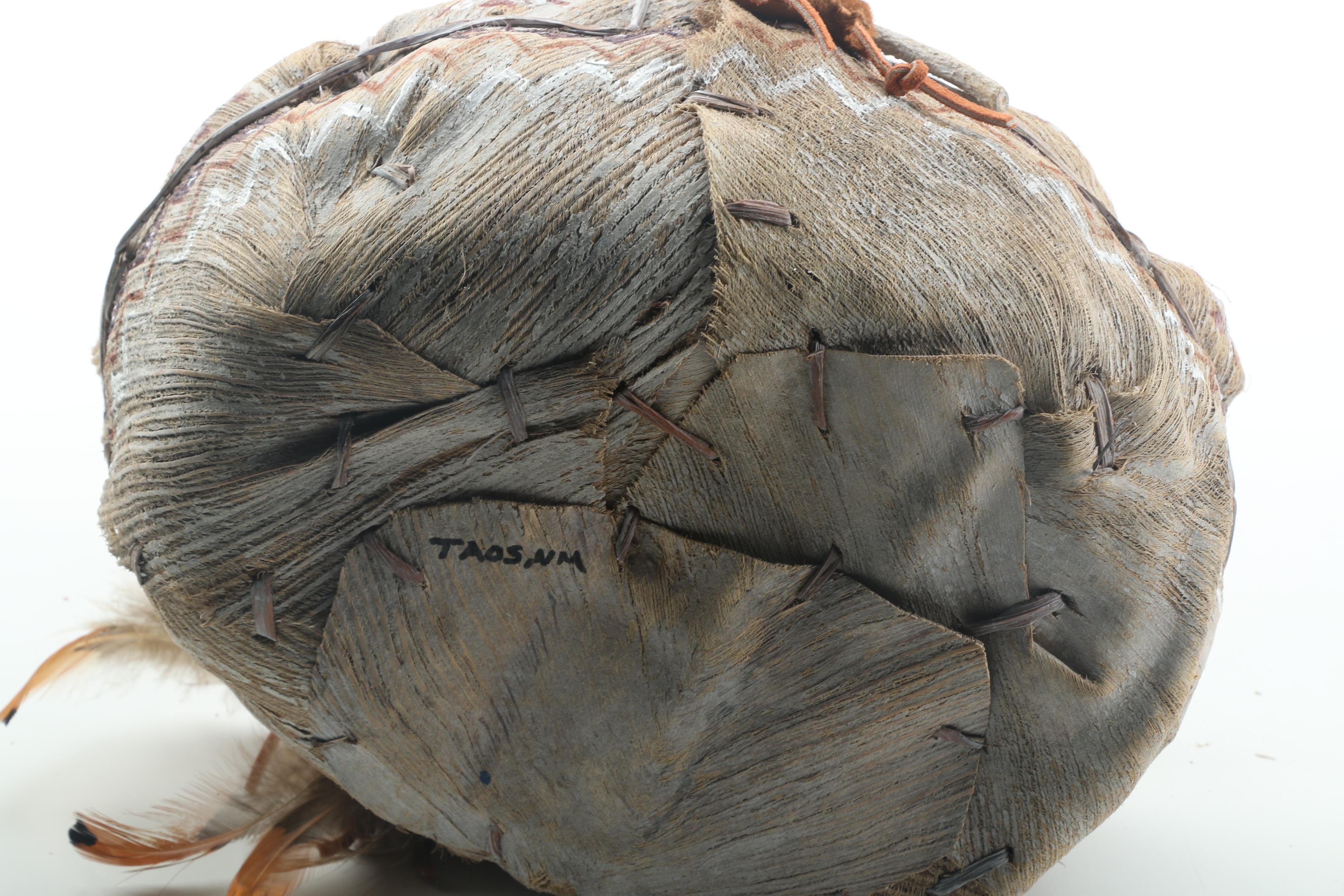 Woven Basket with Chicken Feather Accents