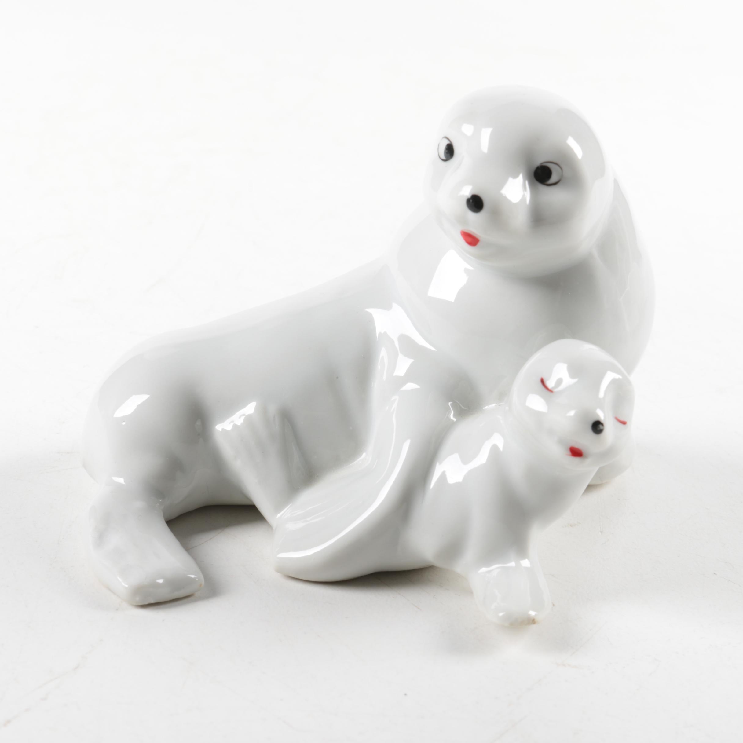 Porcelain Animal Figurines Featuring The Royal Factory of Lomonosov