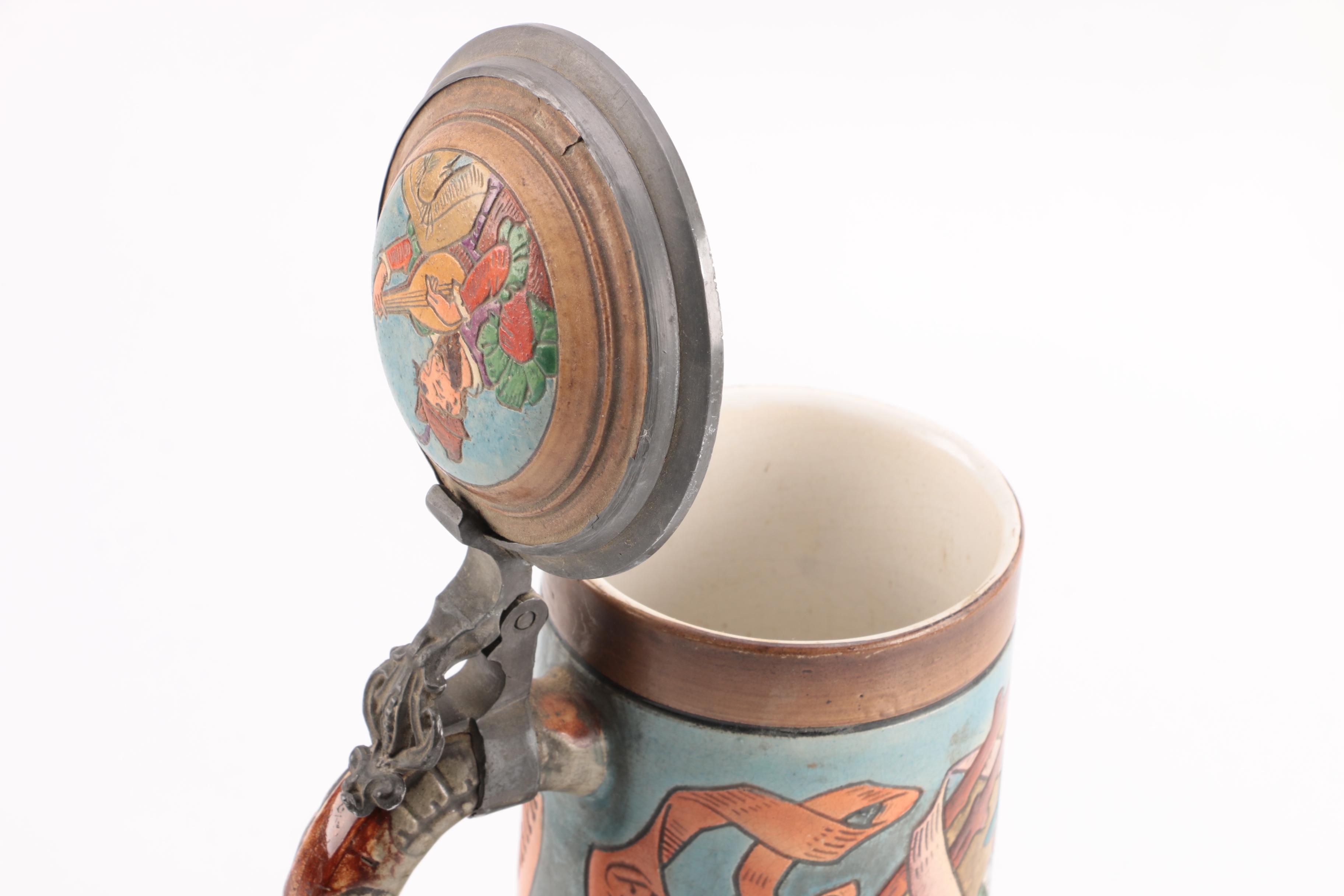Lidded Ceramic Beer Stein
