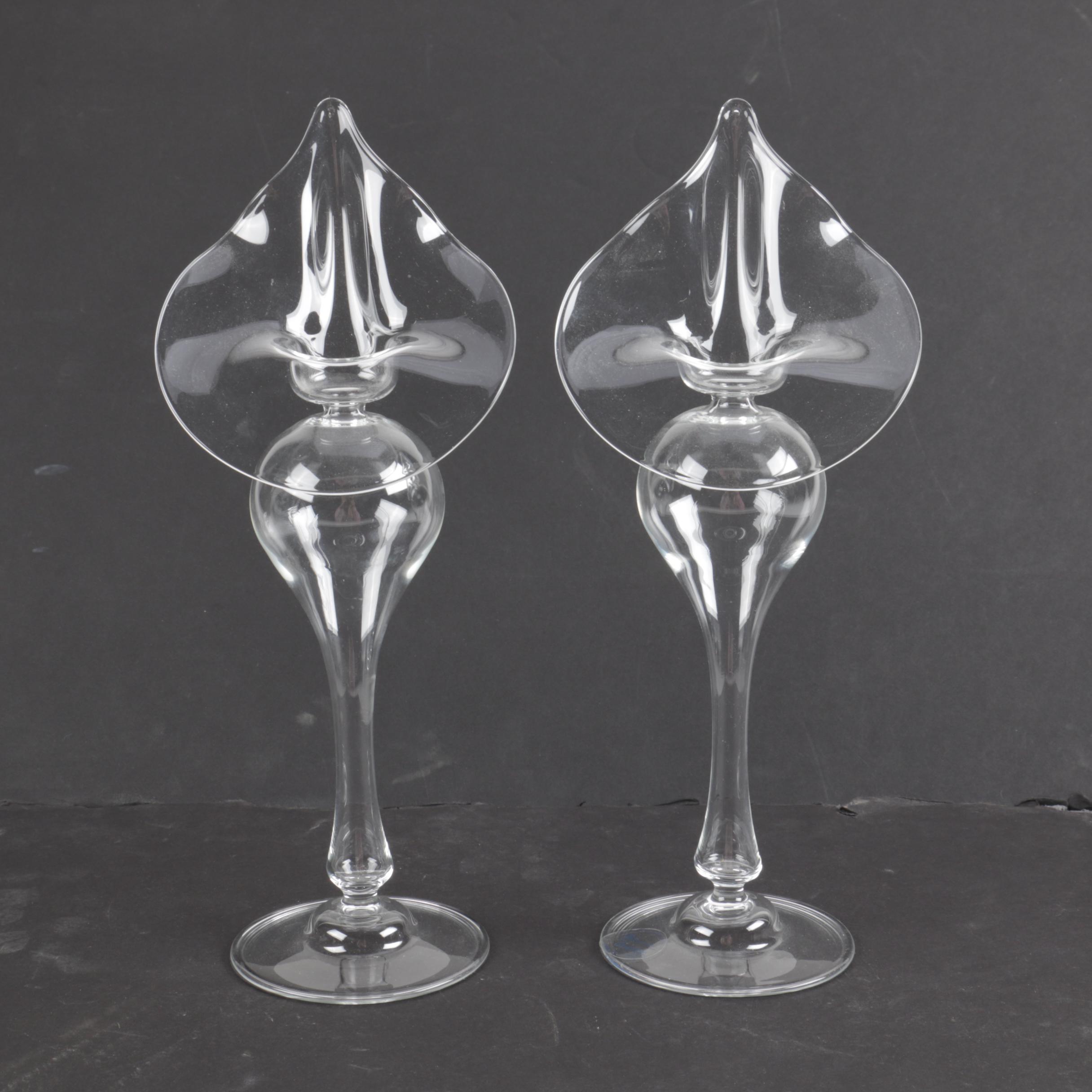 Glass Calla Lily Candlesticks