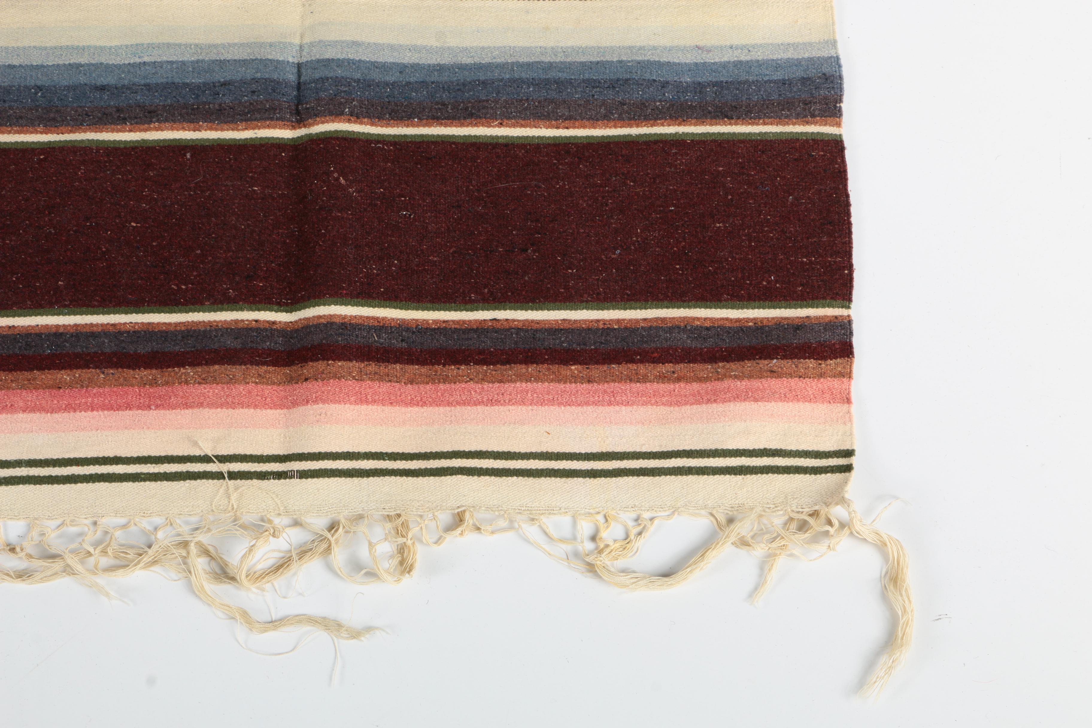 Vintage Mexican Serape Blanket and Plaid Throw