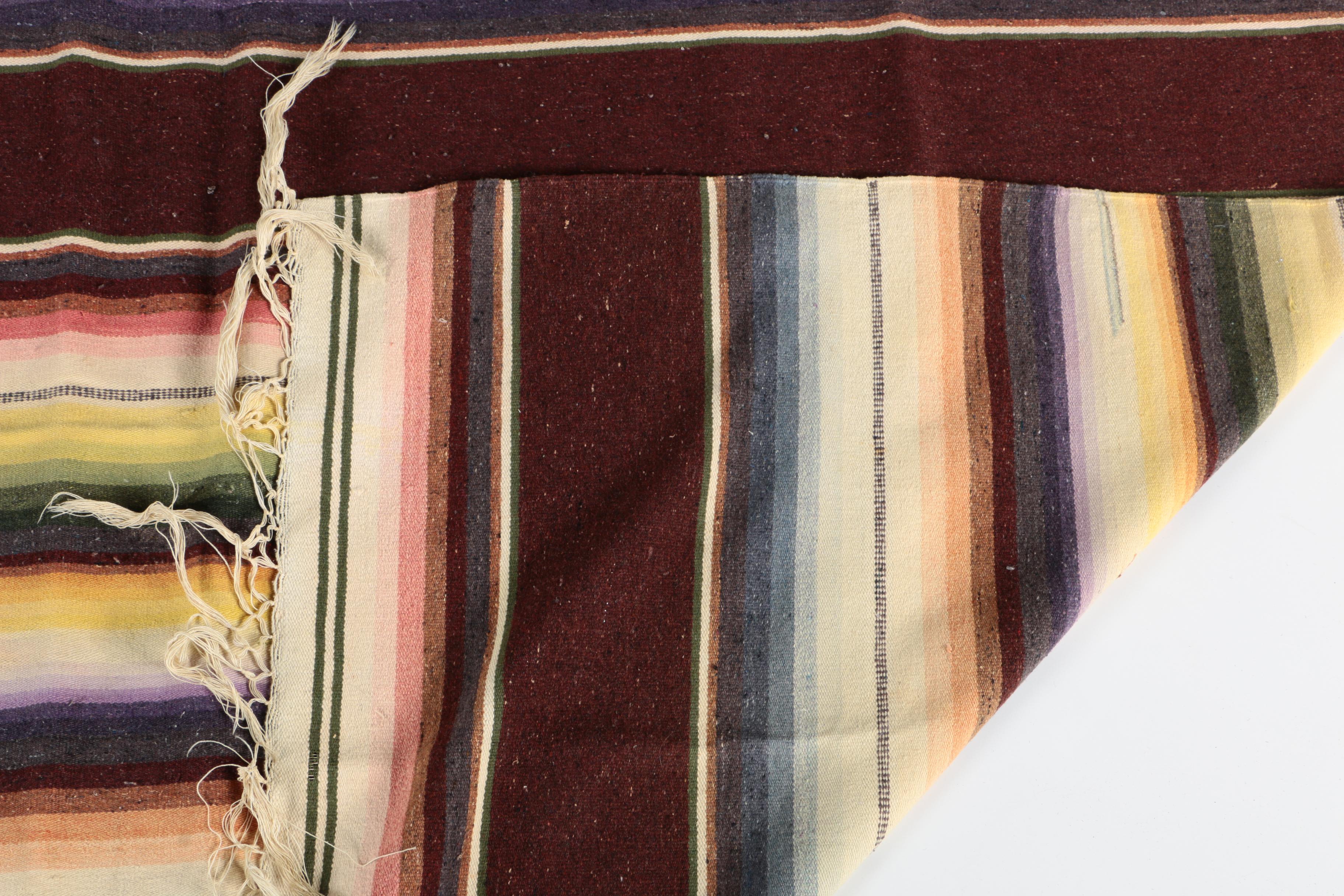 Vintage Mexican Serape Blanket and Plaid Throw