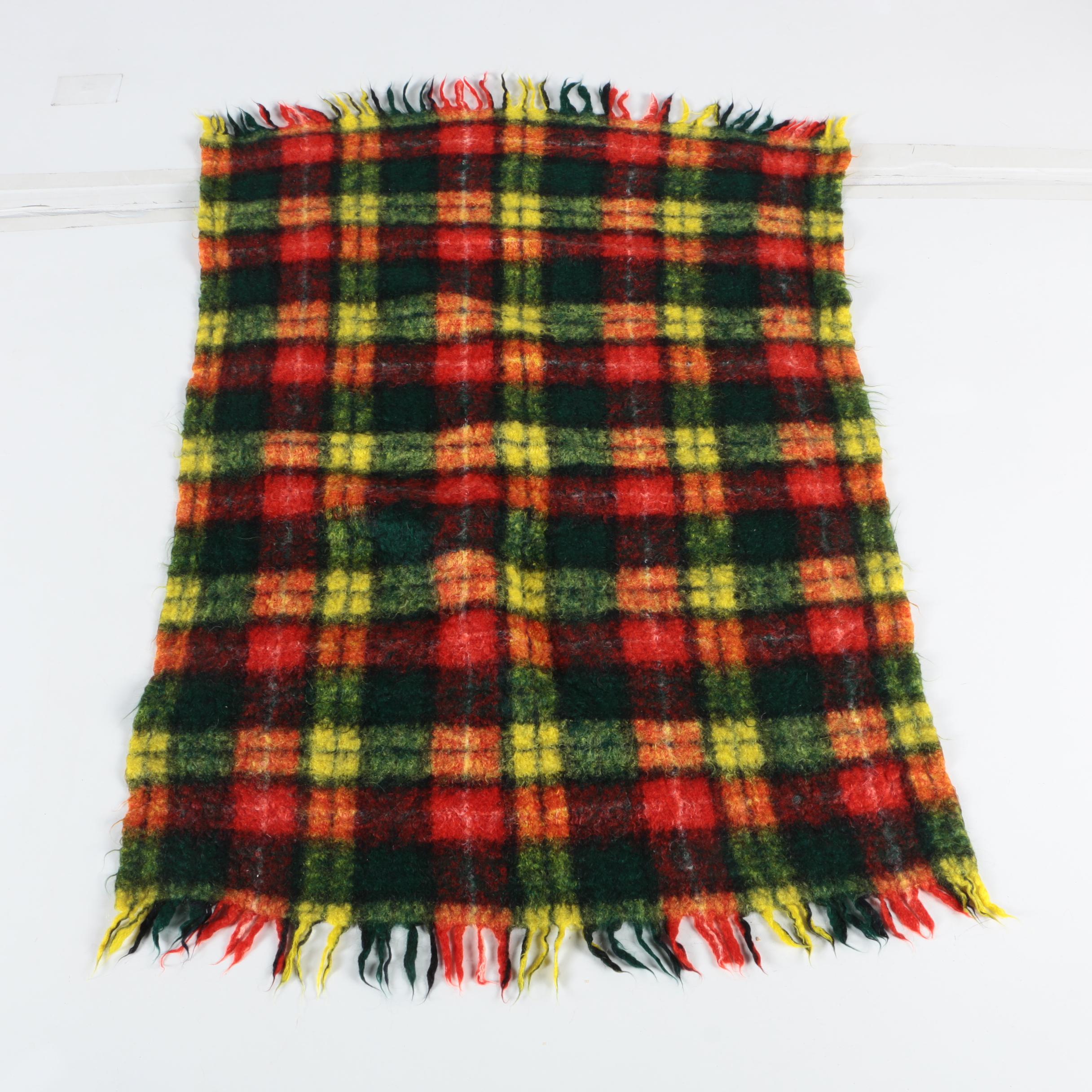 Vintage Mexican Serape Blanket and Plaid Throw
