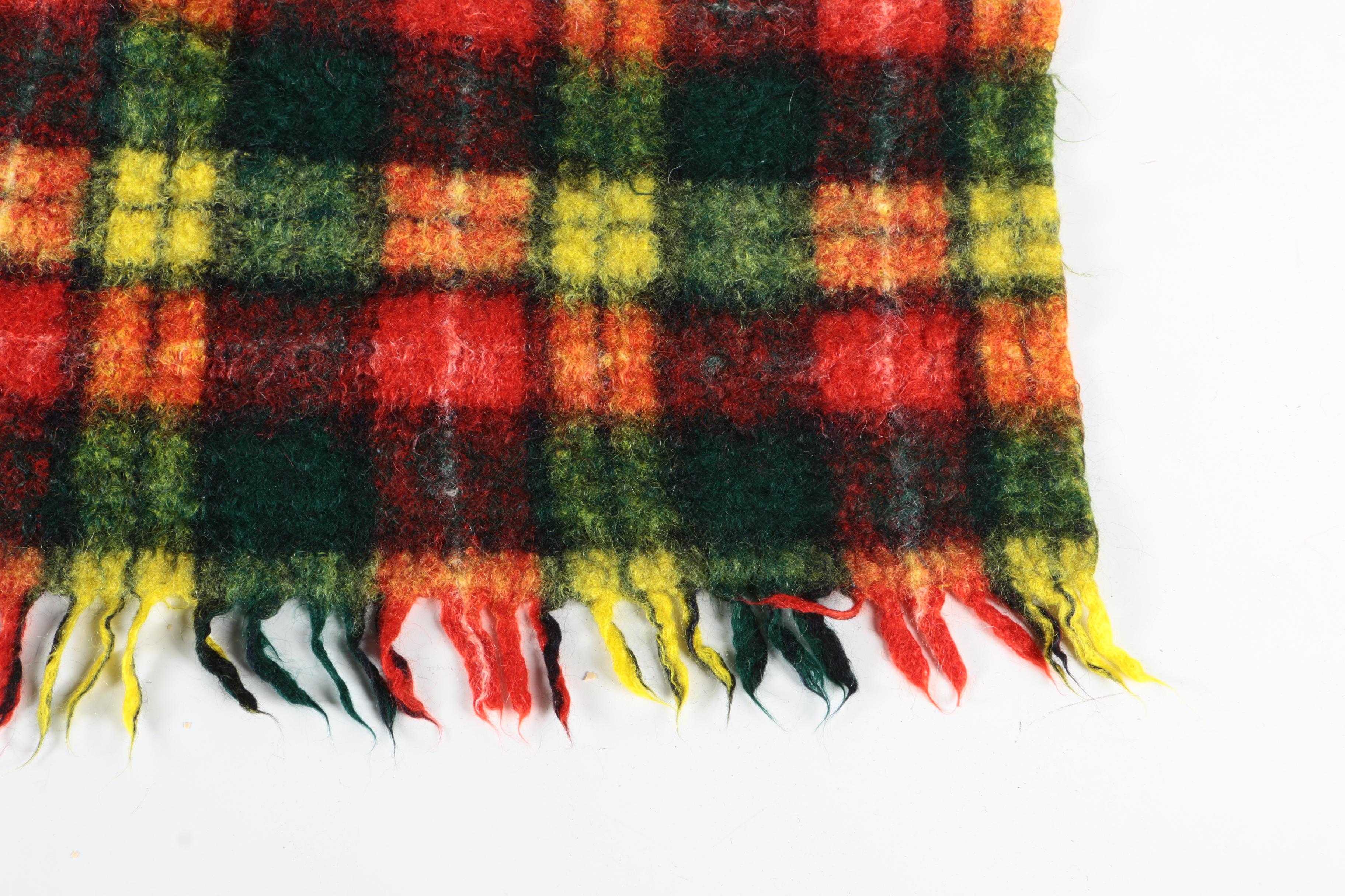 Vintage Mexican Serape Blanket and Plaid Throw