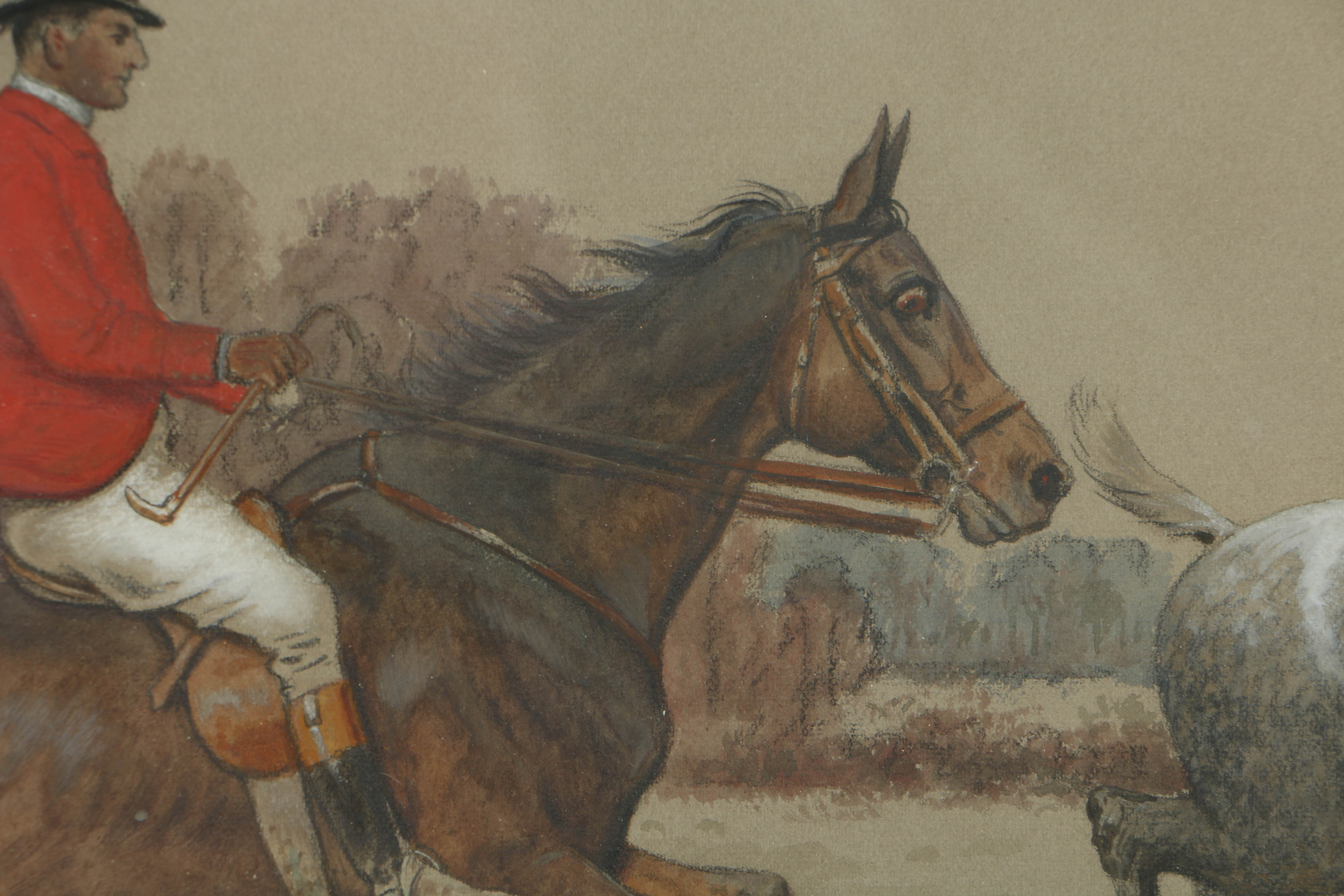 Pair of Harrington Bird Mixed Media Paintings of Equestrian Sporting Scenes