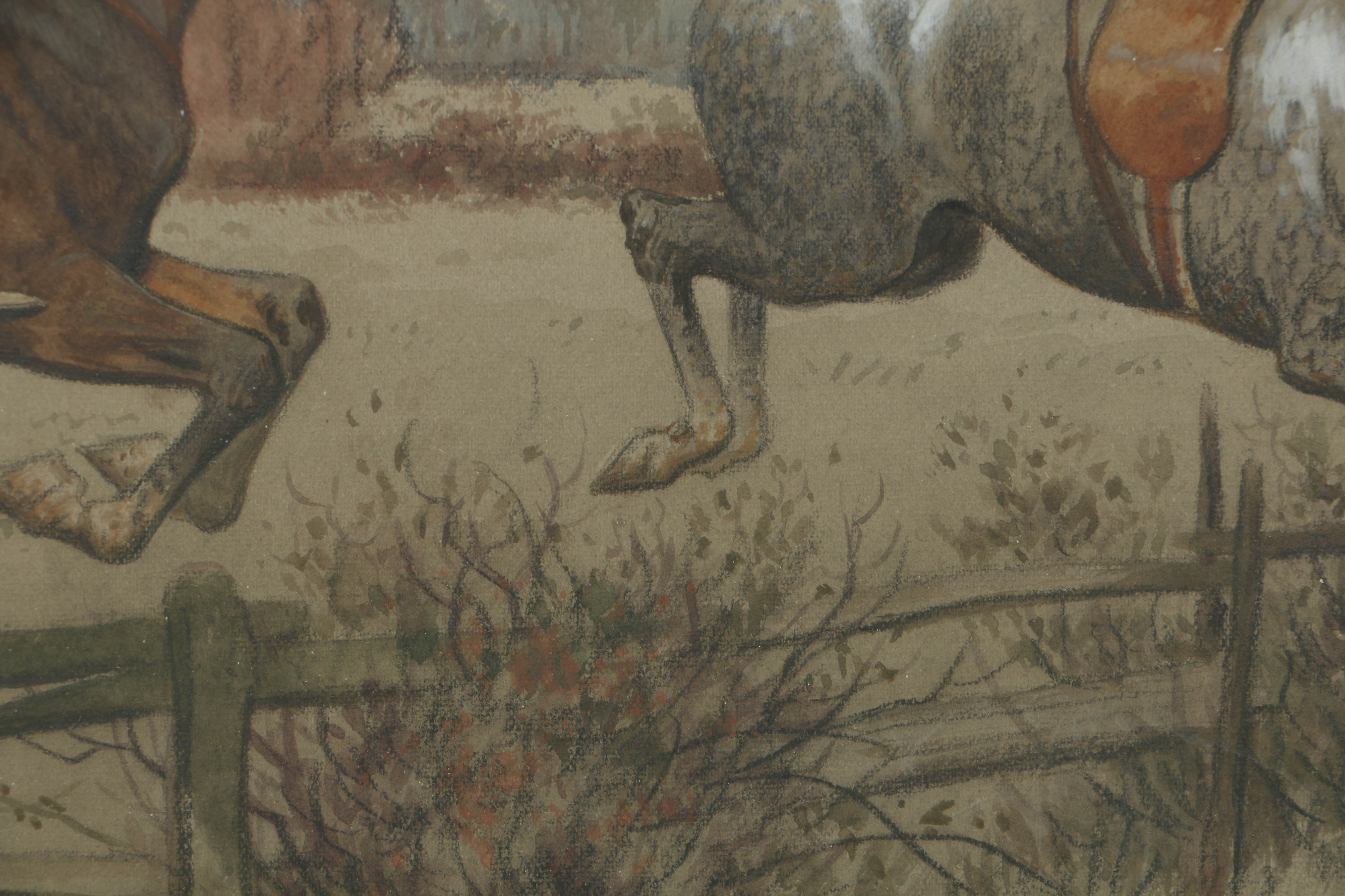 Pair of Harrington Bird Mixed Media Paintings of Equestrian Sporting Scenes