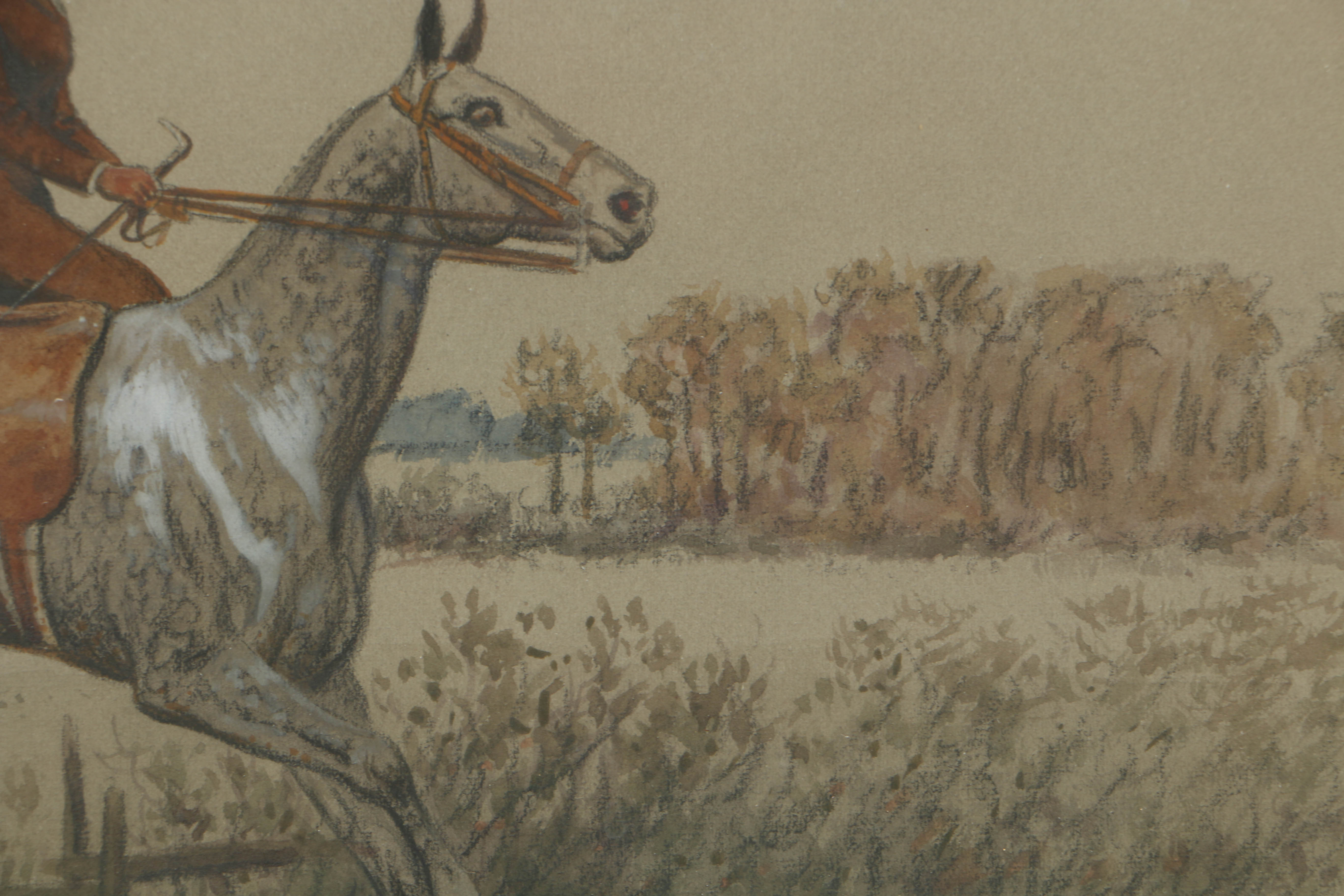 Pair of Harrington Bird Mixed Media Paintings of Equestrian Sporting Scenes