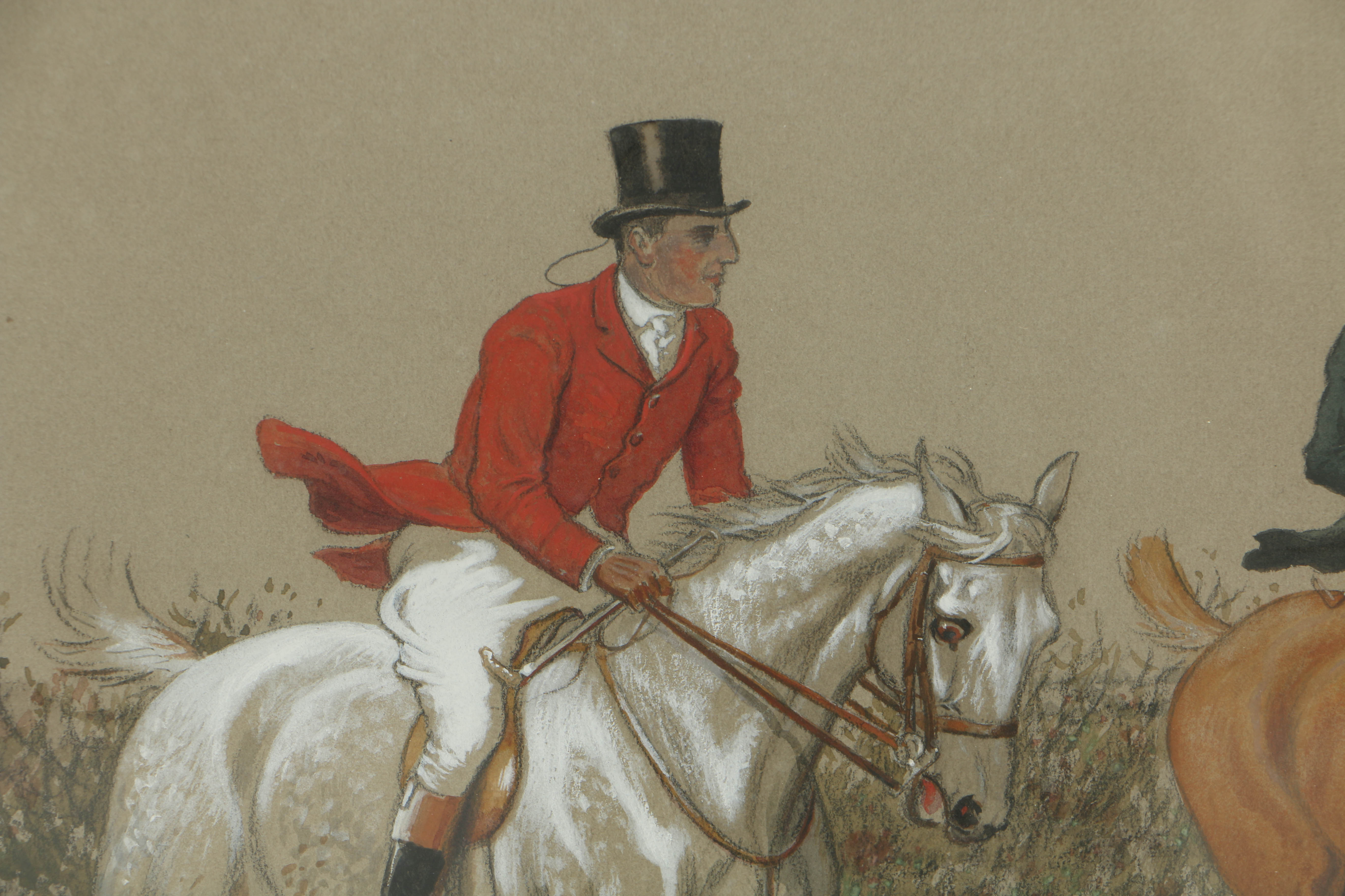 Pair of Harrington Bird Mixed Media Paintings of Equestrian Sporting Scenes