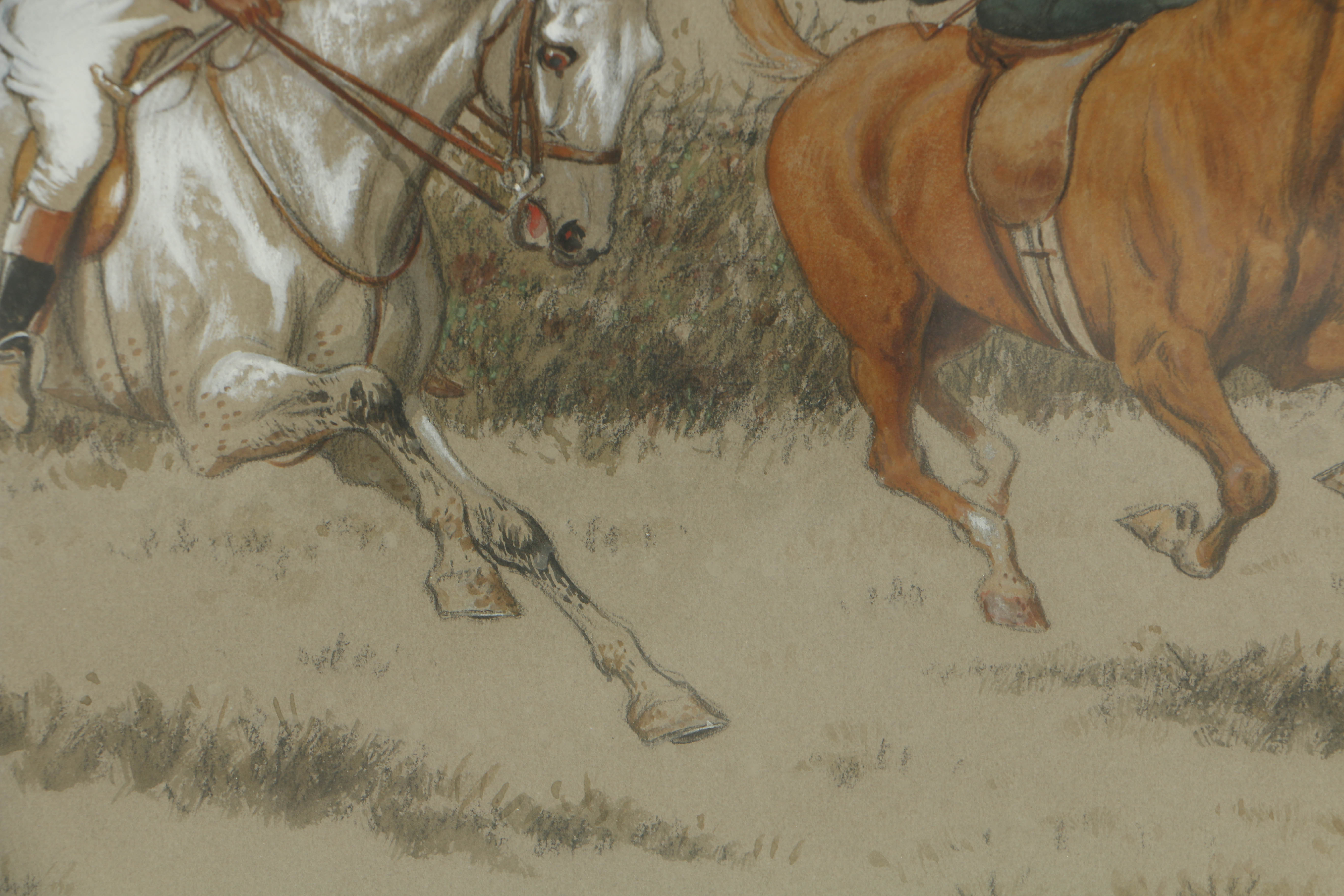 Pair of Harrington Bird Mixed Media Paintings of Equestrian Sporting Scenes