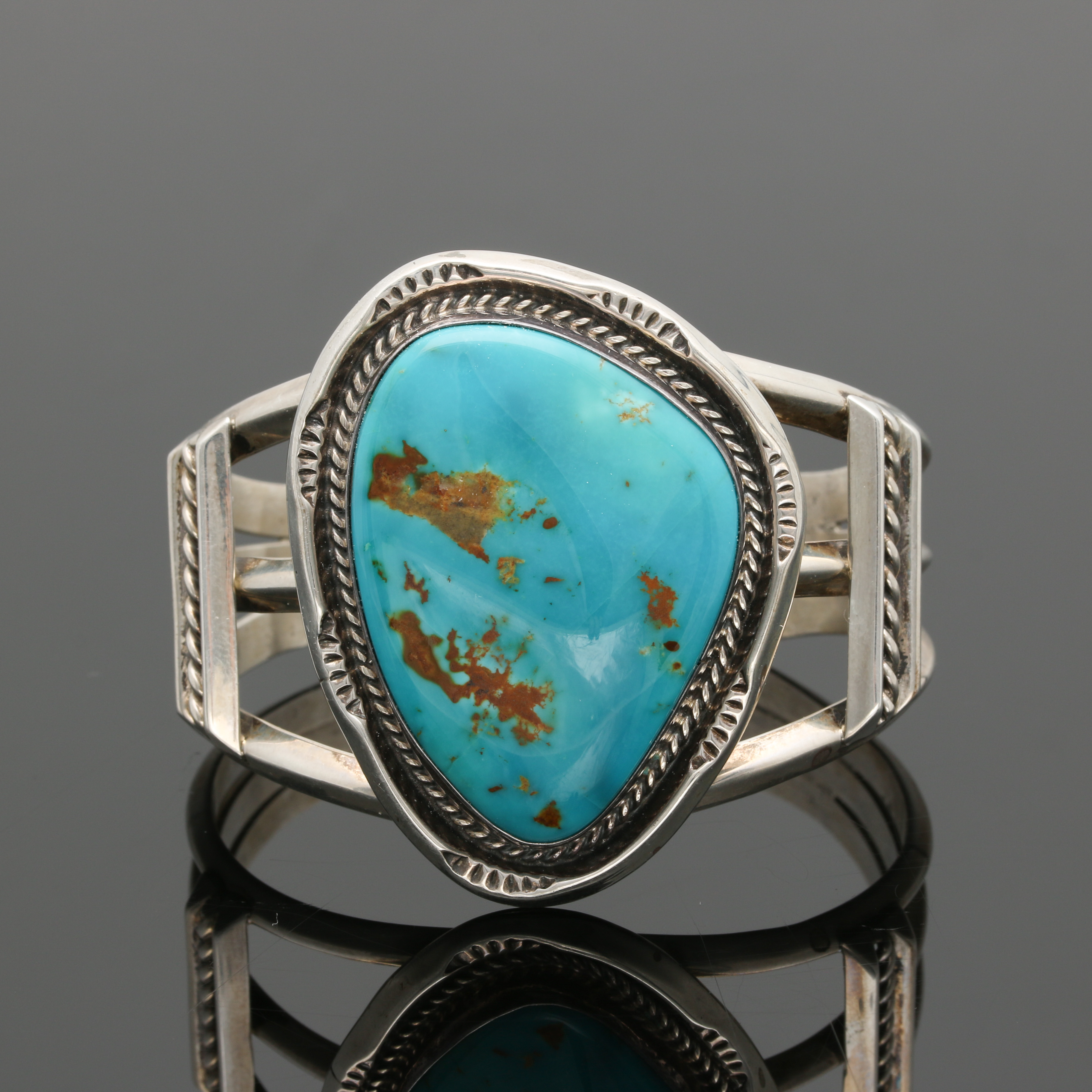 Wilson Padilla Navajo Sterling Silver Turquoise Cuff Bracelet