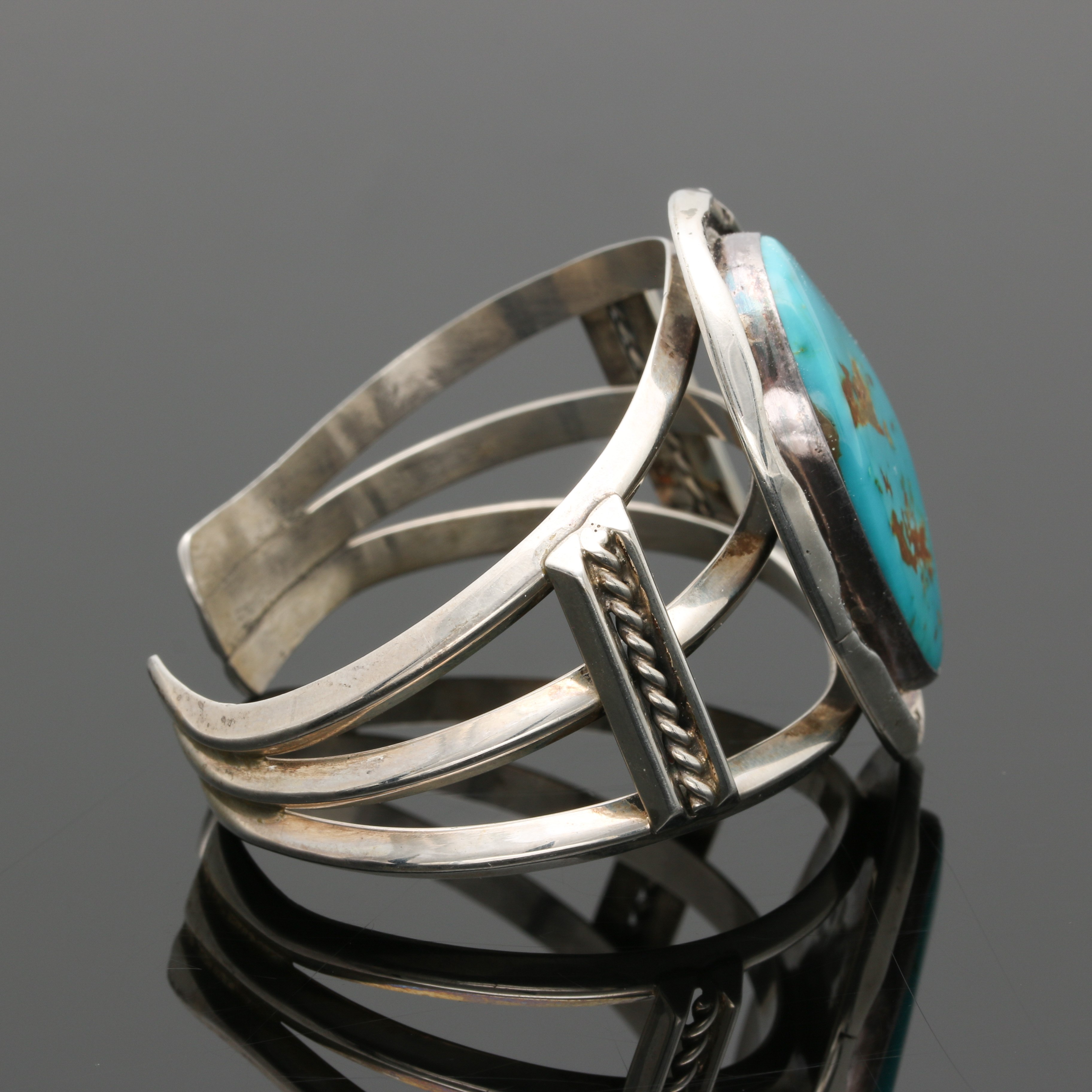 Wilson Padilla Navajo Sterling Silver Turquoise Cuff Bracelet