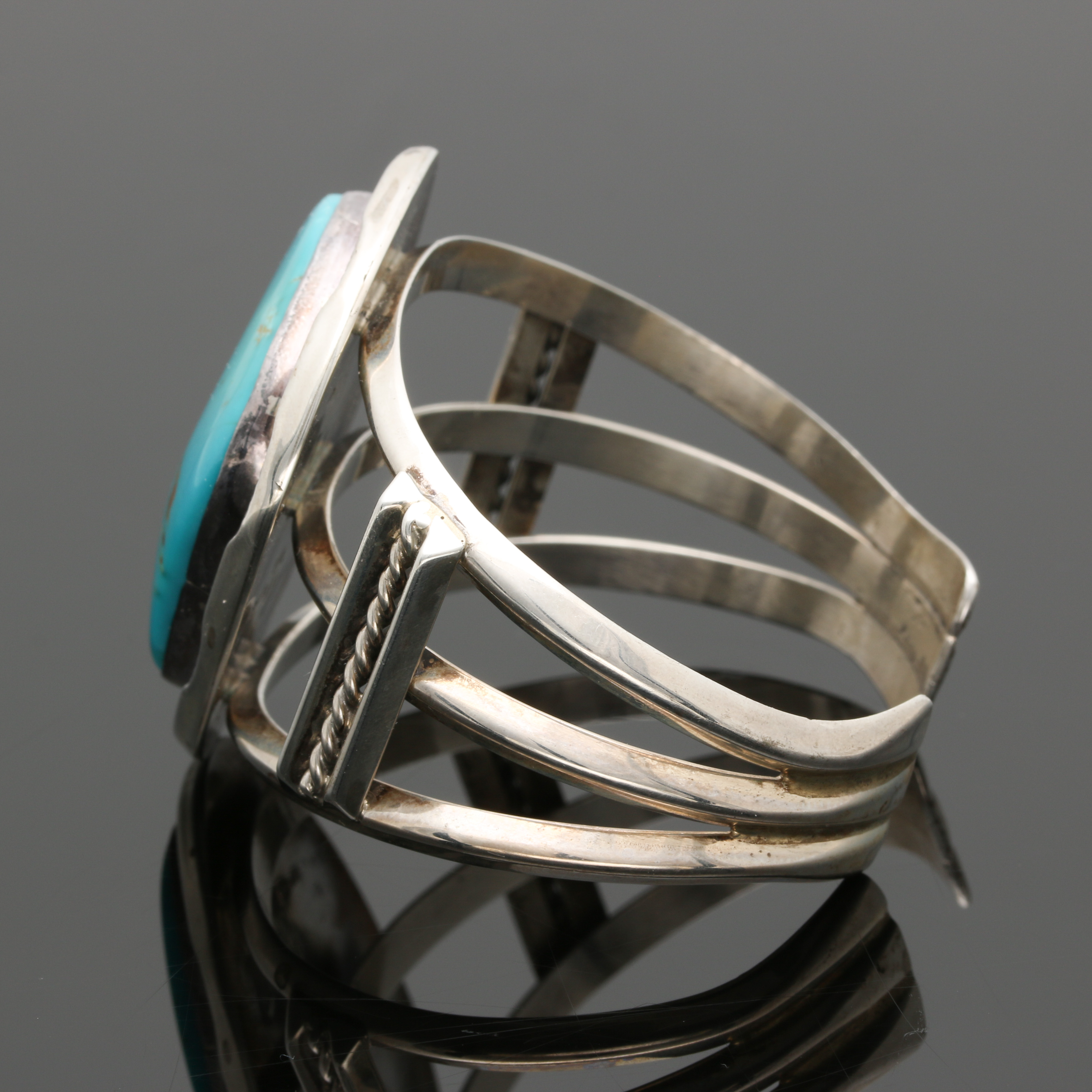 Wilson Padilla Navajo Sterling Silver Turquoise Cuff Bracelet