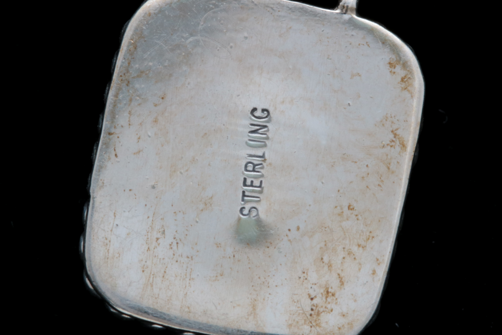 Sterling Silver and Green Quartz Pendant with Chain