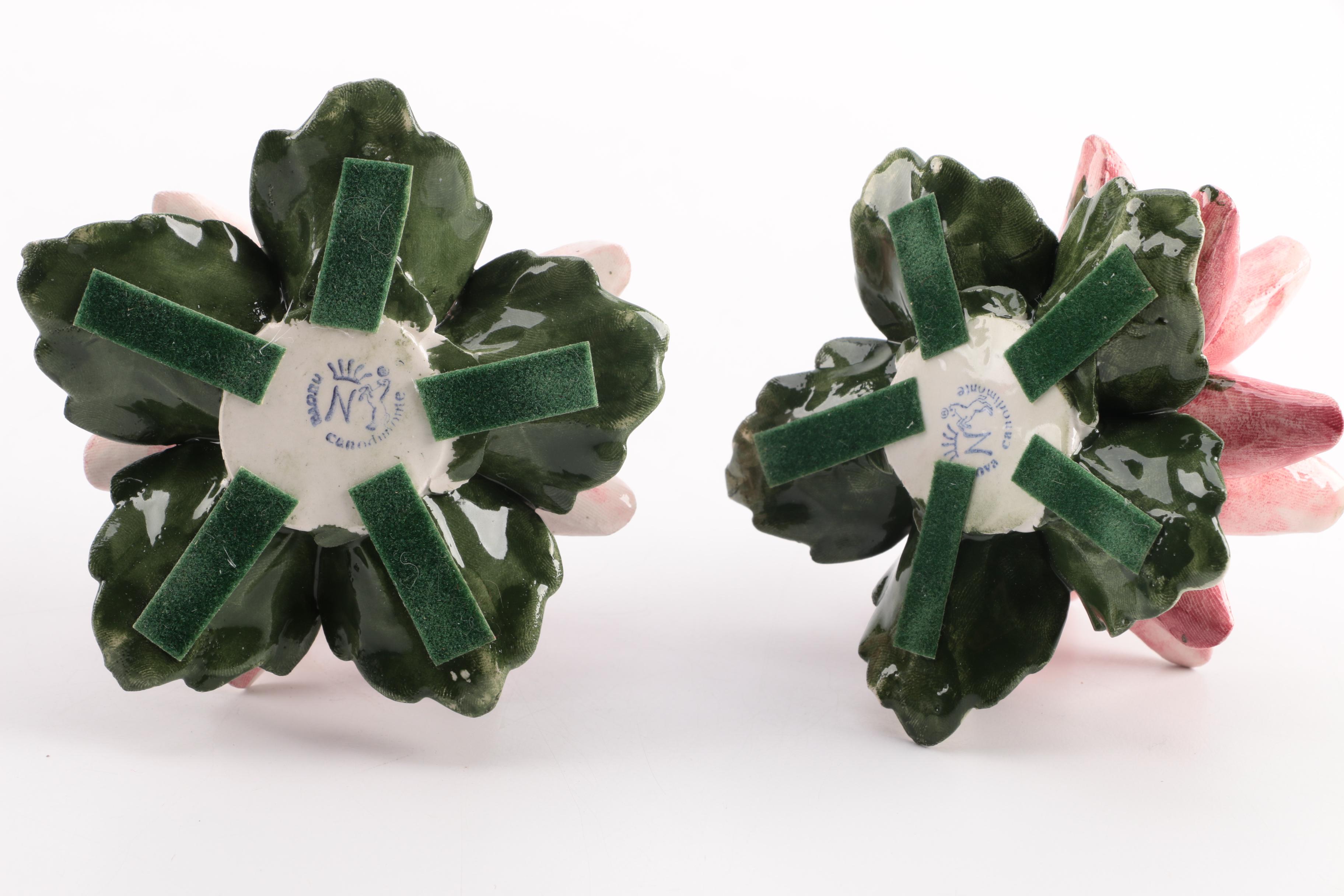 Capodimonte Porcelain Flower Candleholders