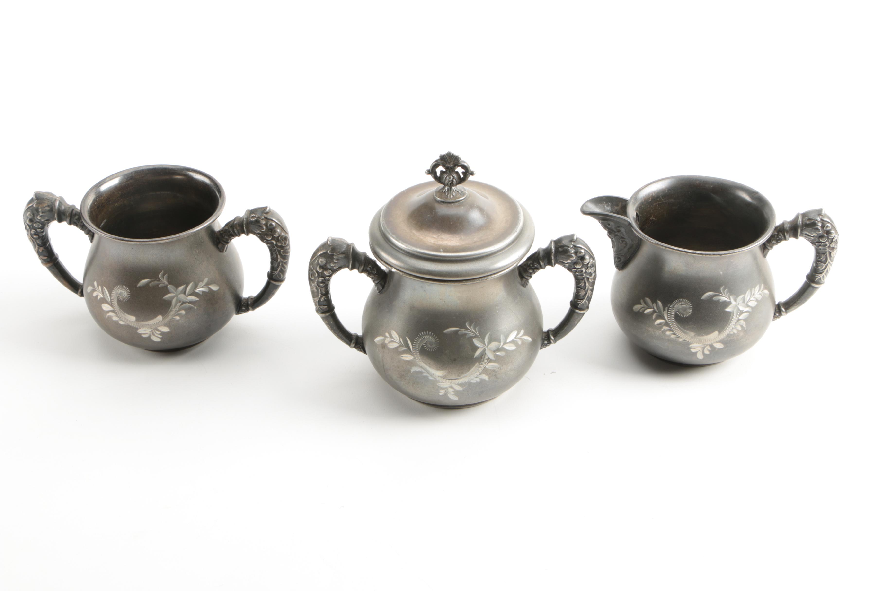 Warren Silver Plate Co. Engraved Silver-Plated Tea Service