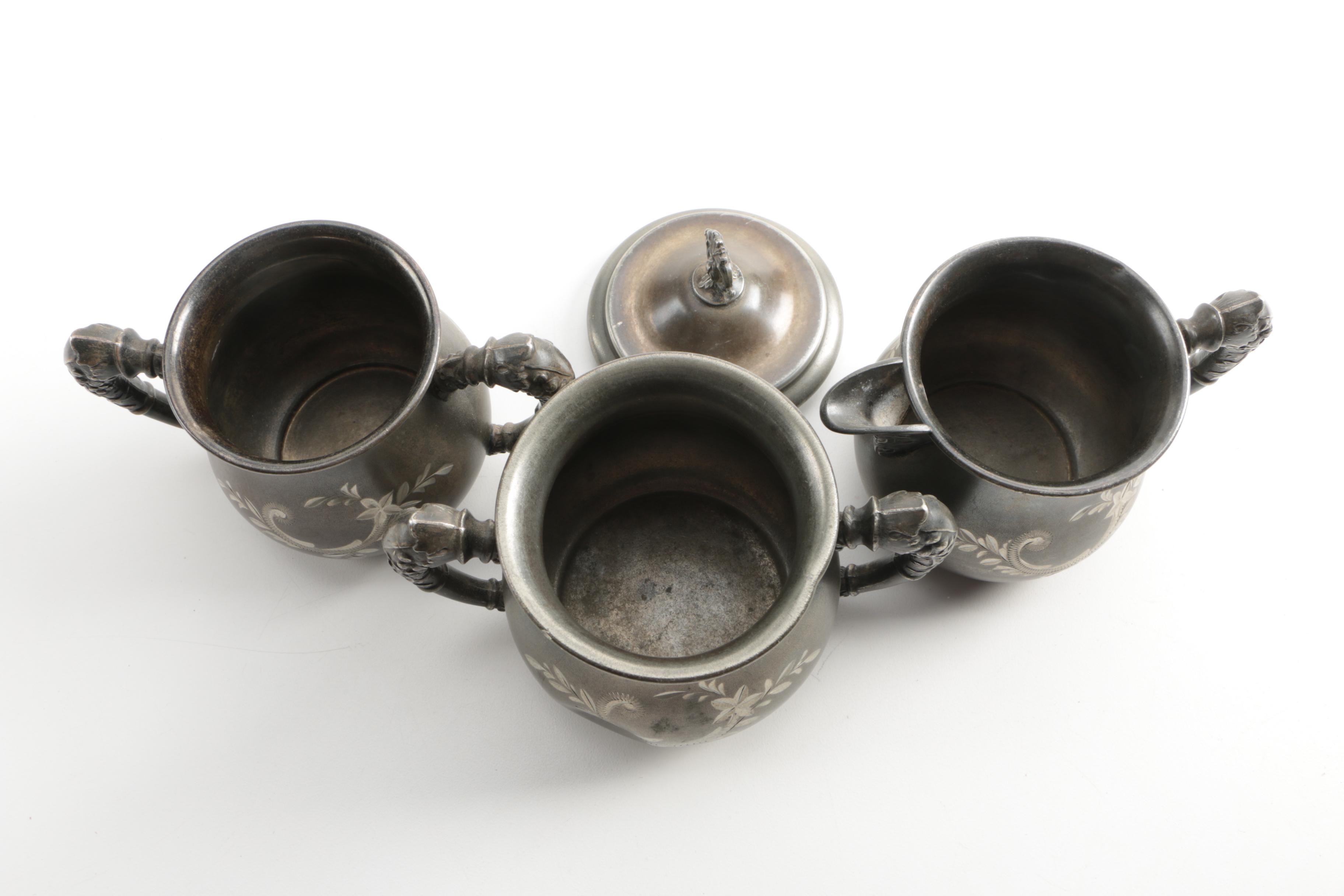 Warren Silver Plate Co. Engraved Silver-Plated Tea Service