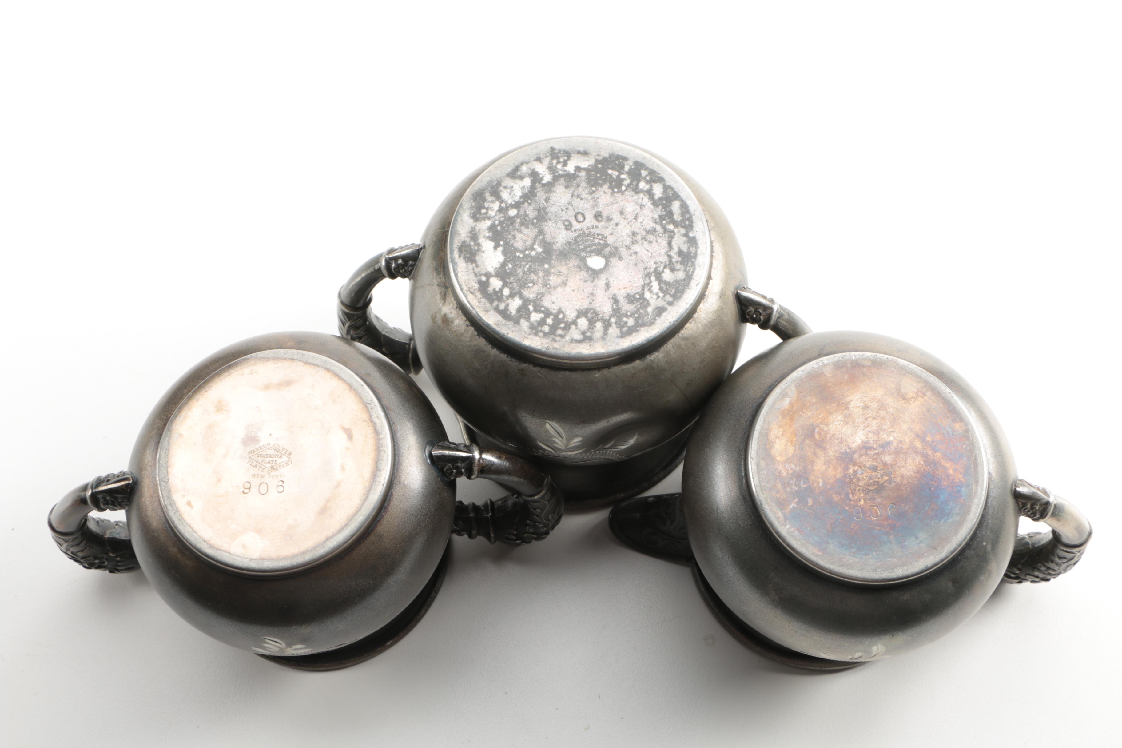 Warren Silver Plate Co. Engraved Silver-Plated Tea Service