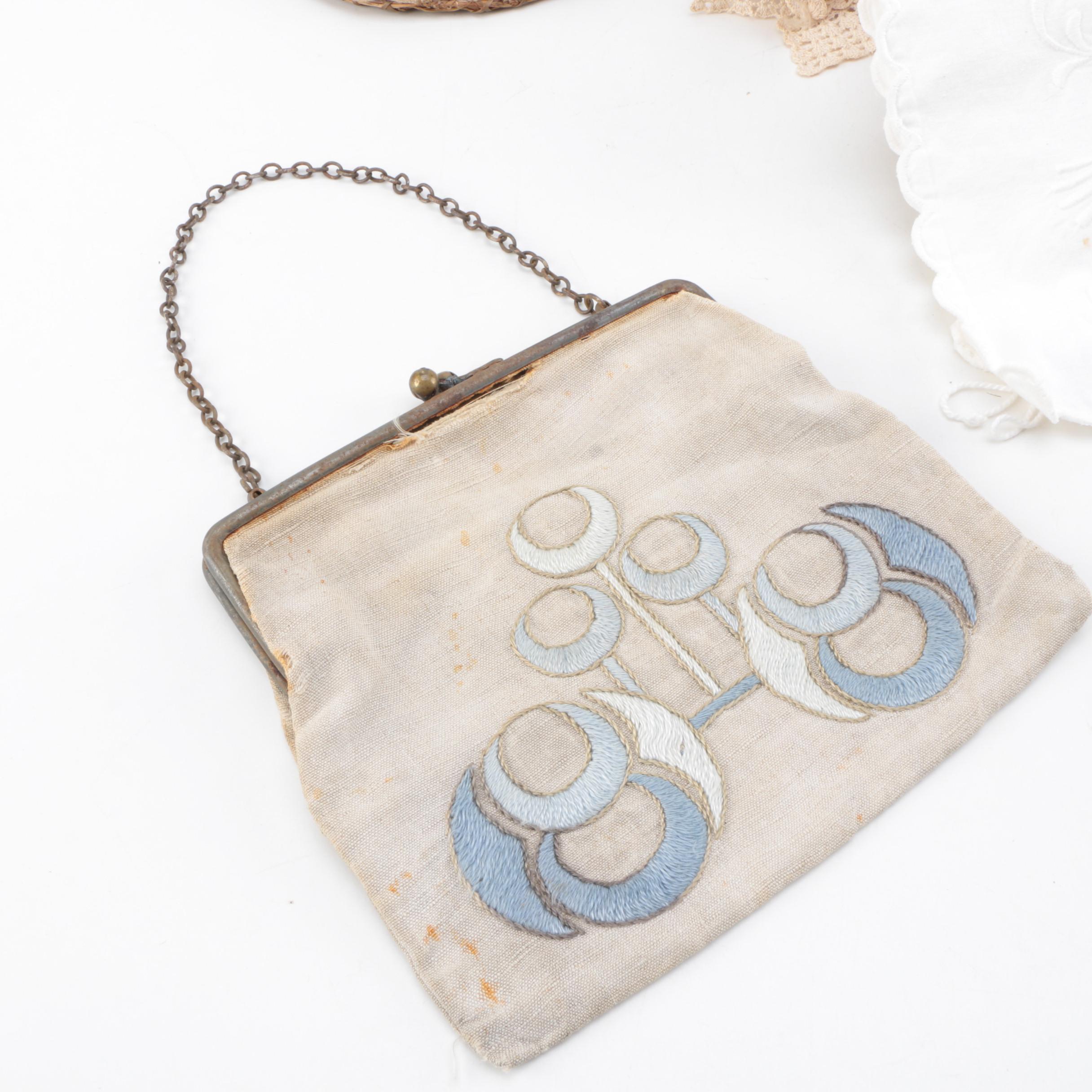 Vintage Purse, Drawstring Bags and Linens