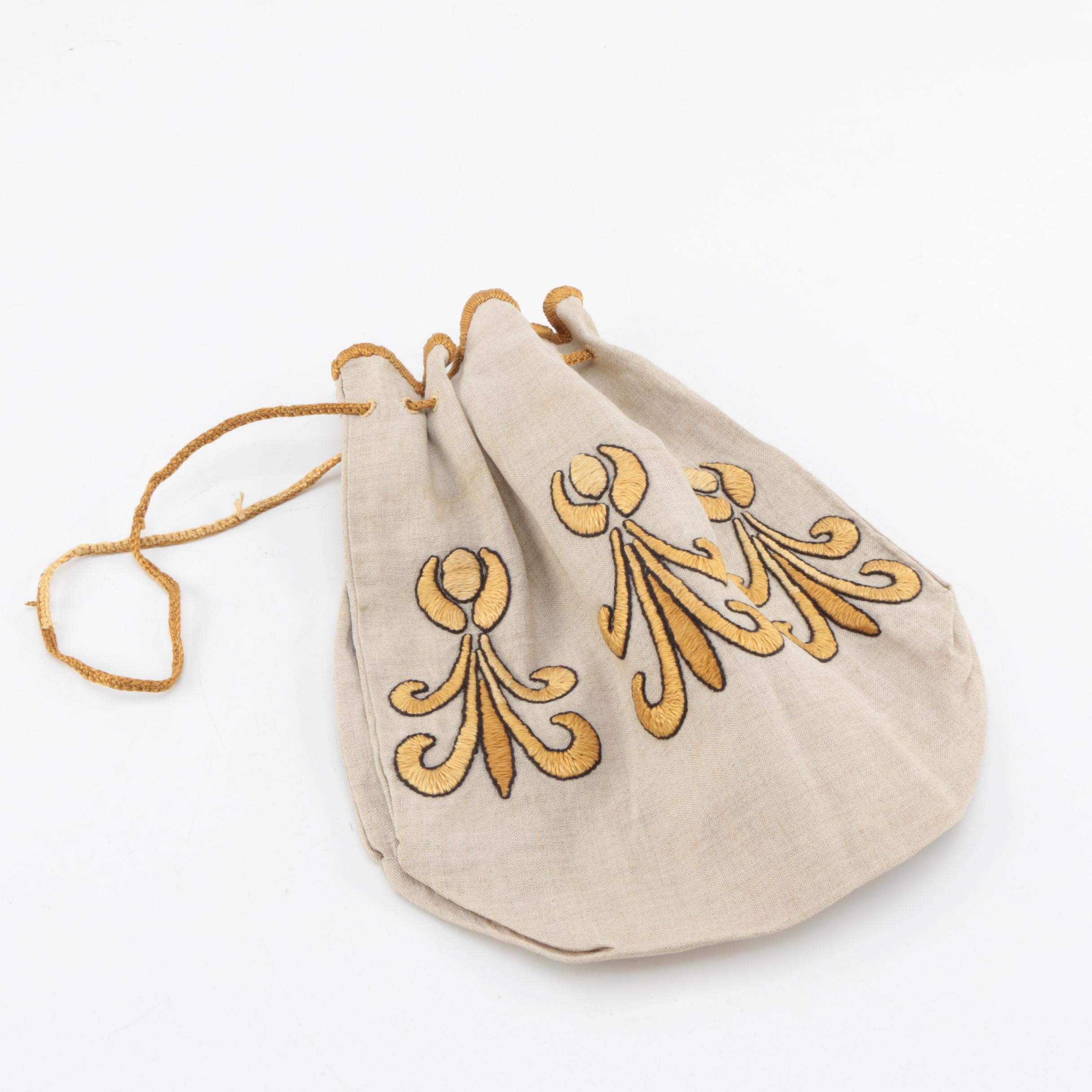 Vintage Purse, Drawstring Bags and Linens
