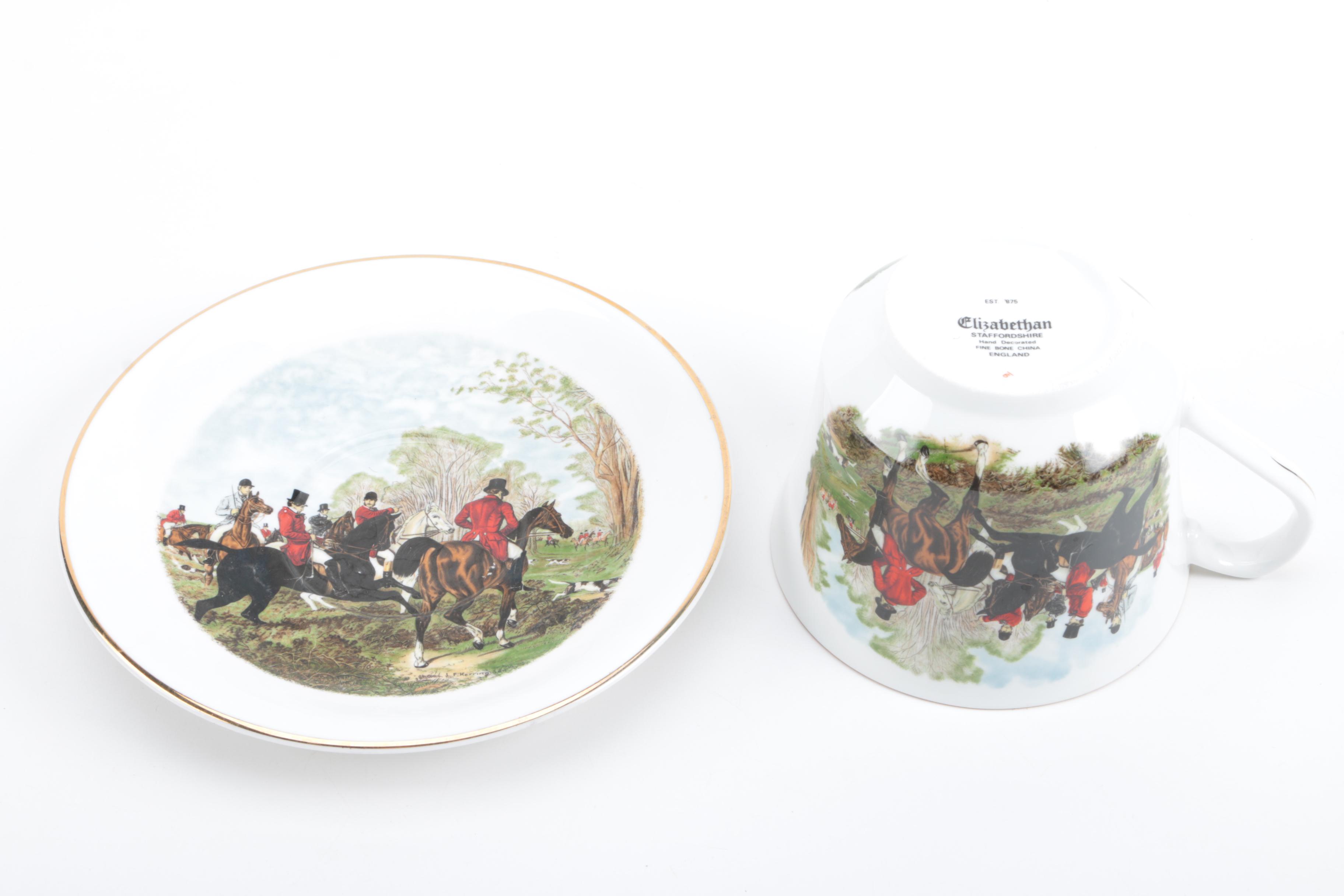 Elizabethan Staffordshire Fox Hunt Tableware