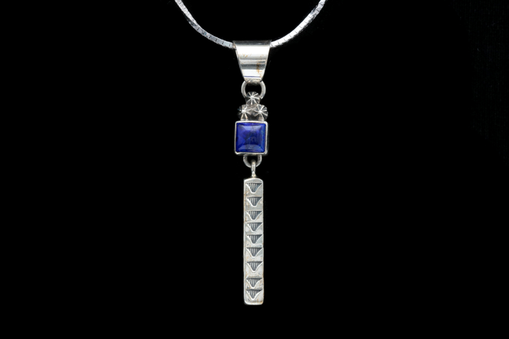 Sterling Silver and Lapis Lazuli Pendant with Chain
