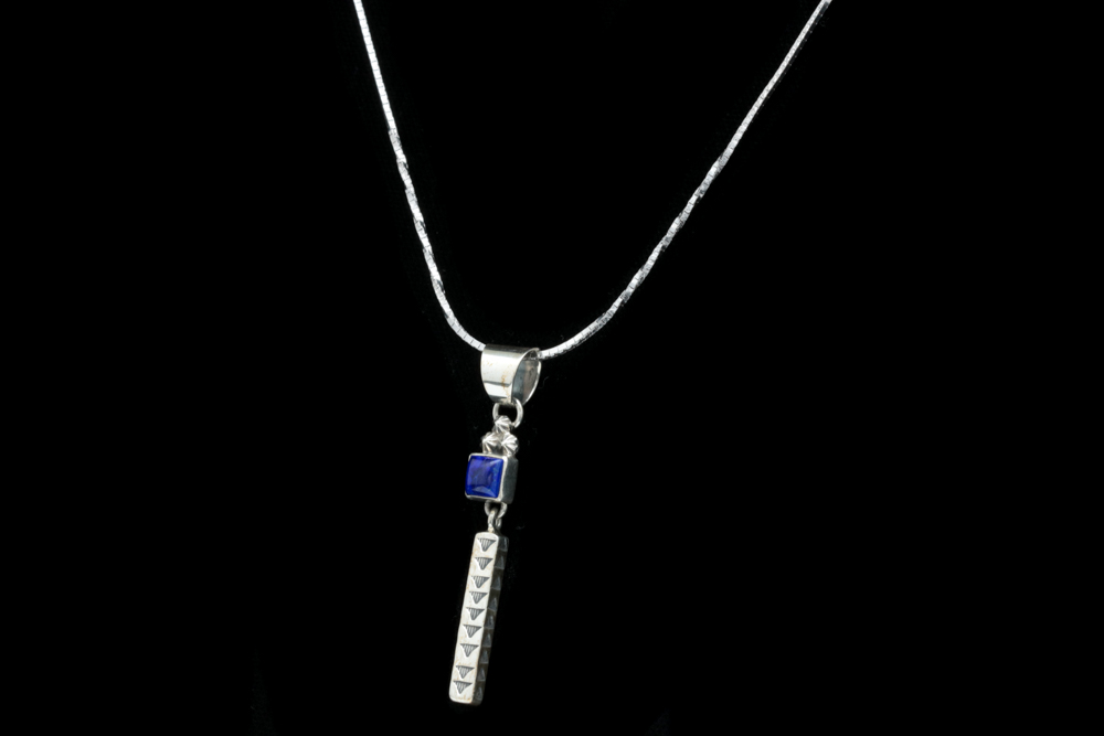 Sterling Silver and Lapis Lazuli Pendant with Chain