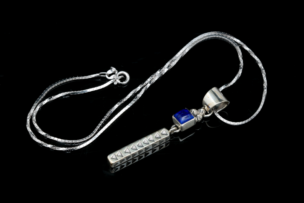 Sterling Silver and Lapis Lazuli Pendant with Chain