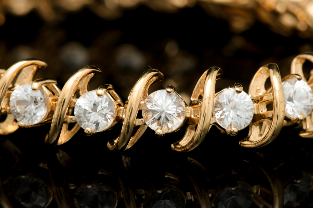 Gold Wash on Sterling Silver and White Zircon Bracelet