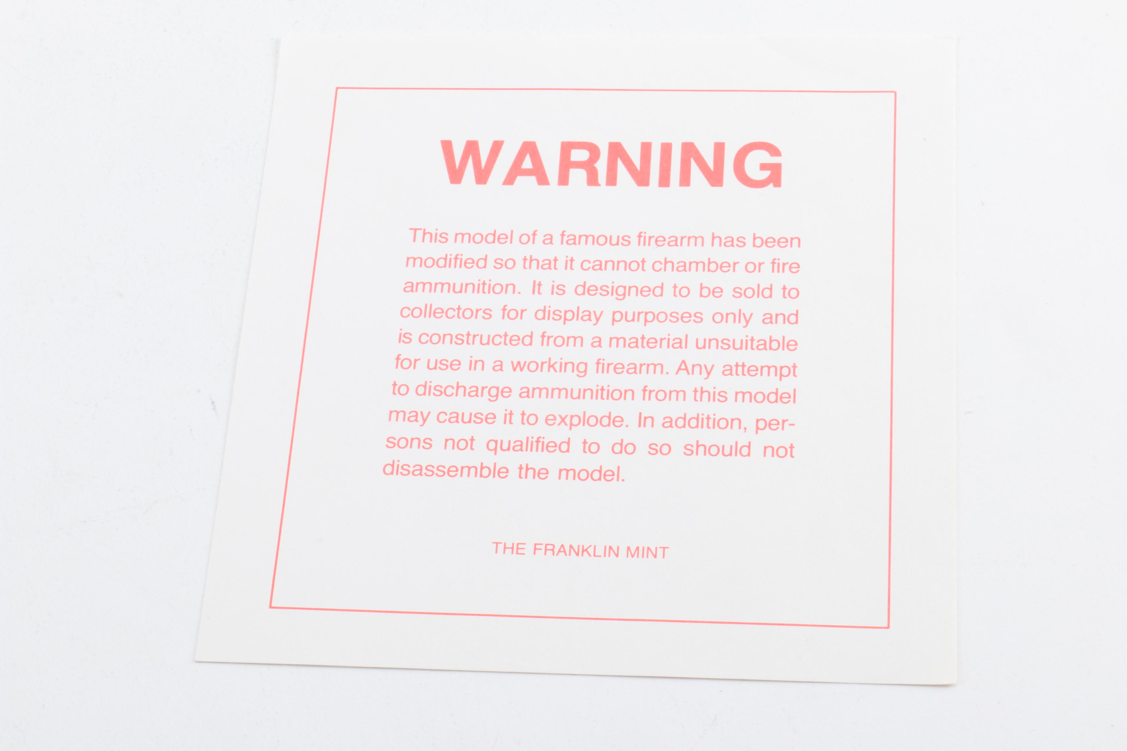 Wyatt Earp Replica Revolver From The Franklin Mint