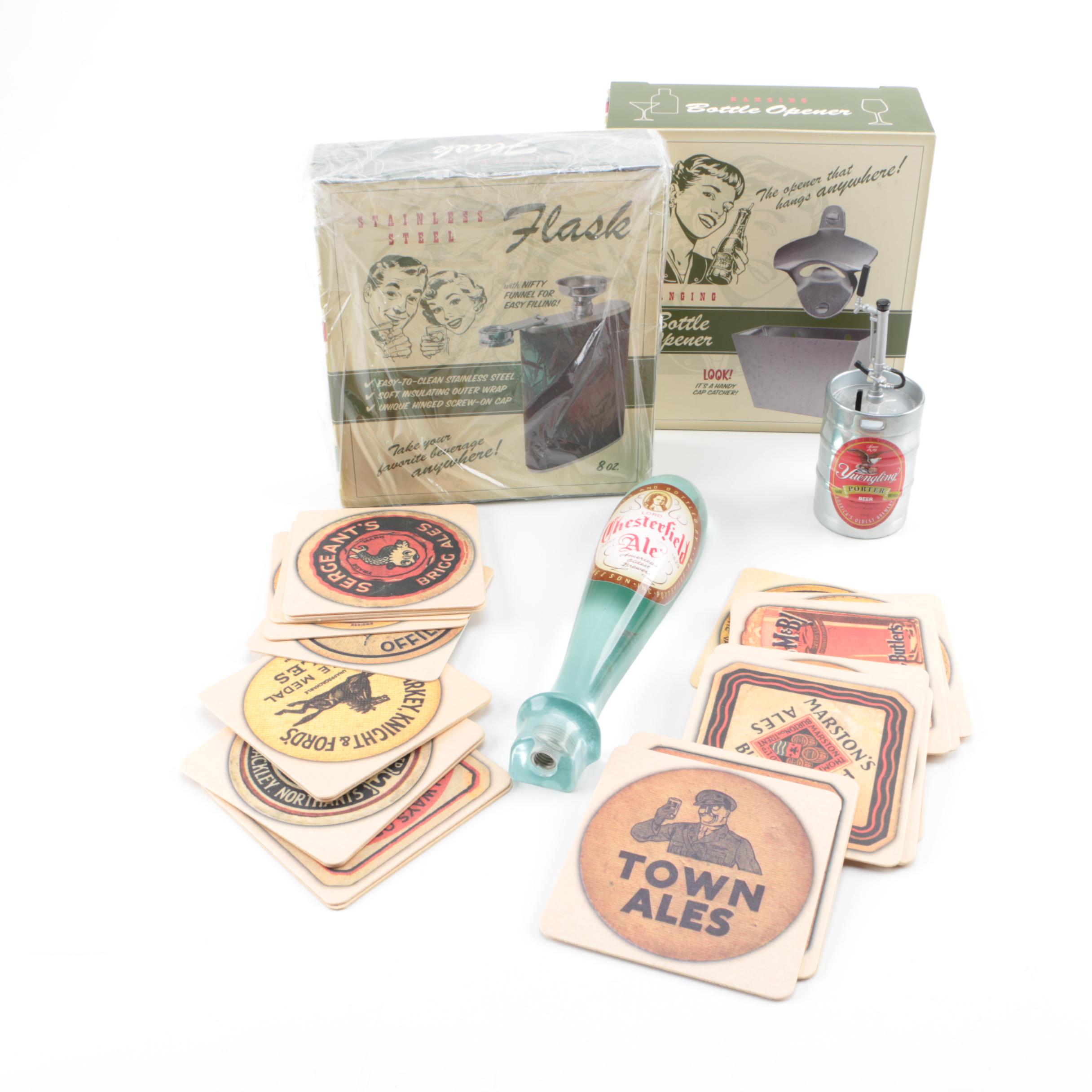 Vintage Chesterfield Ale Tap Handle, Yuengling Mini Keg and Other Breweriana