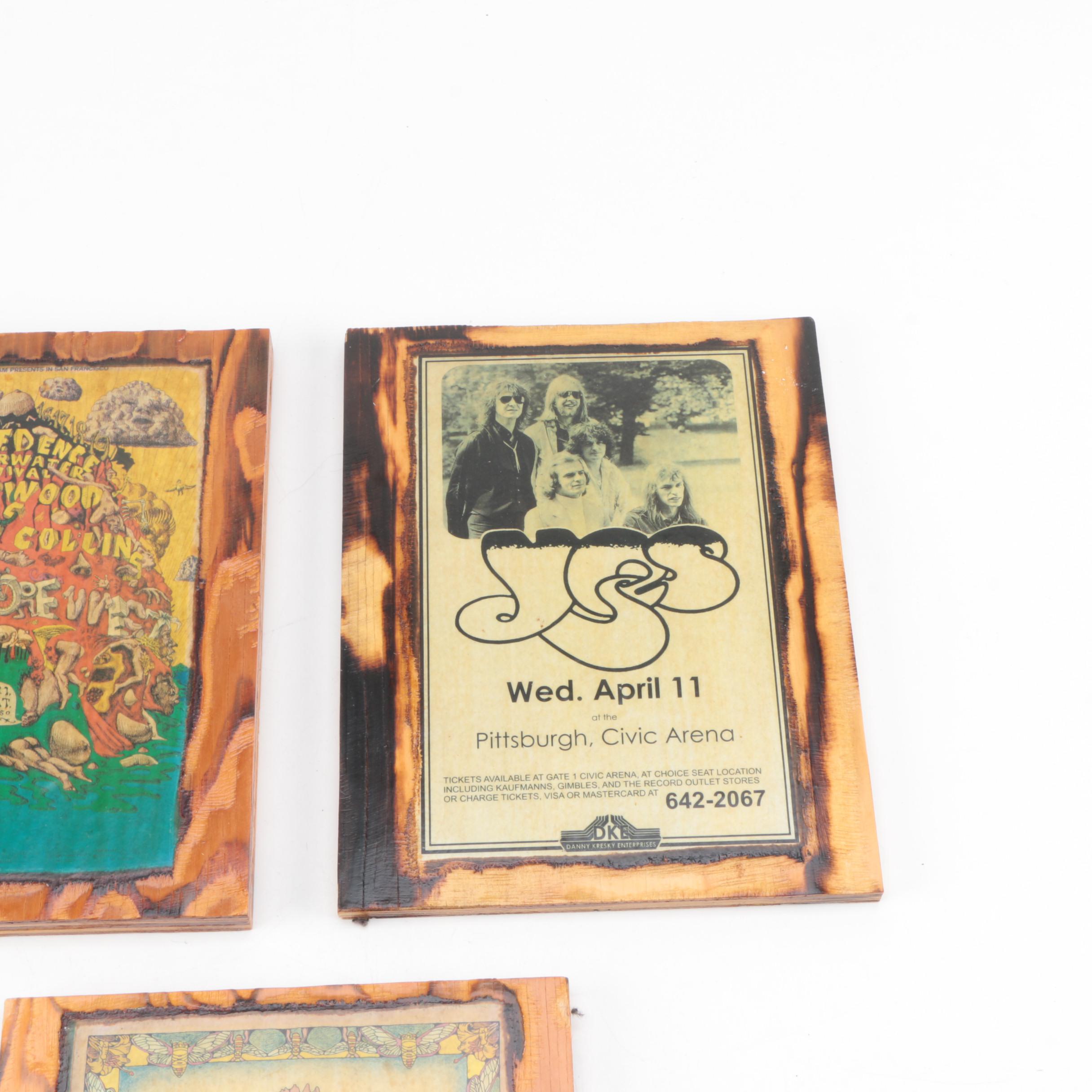 Vintage Concert Posters on Wood Panel Featuring Albert King and Fleetwood Mac